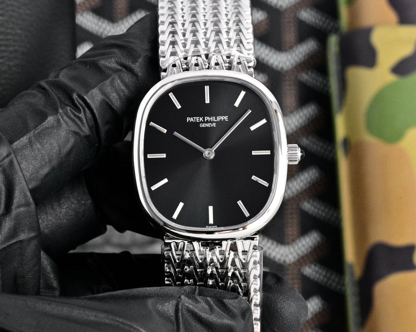 Patek Philippe Golden Ellipse Silver Chain Bracelet Watch