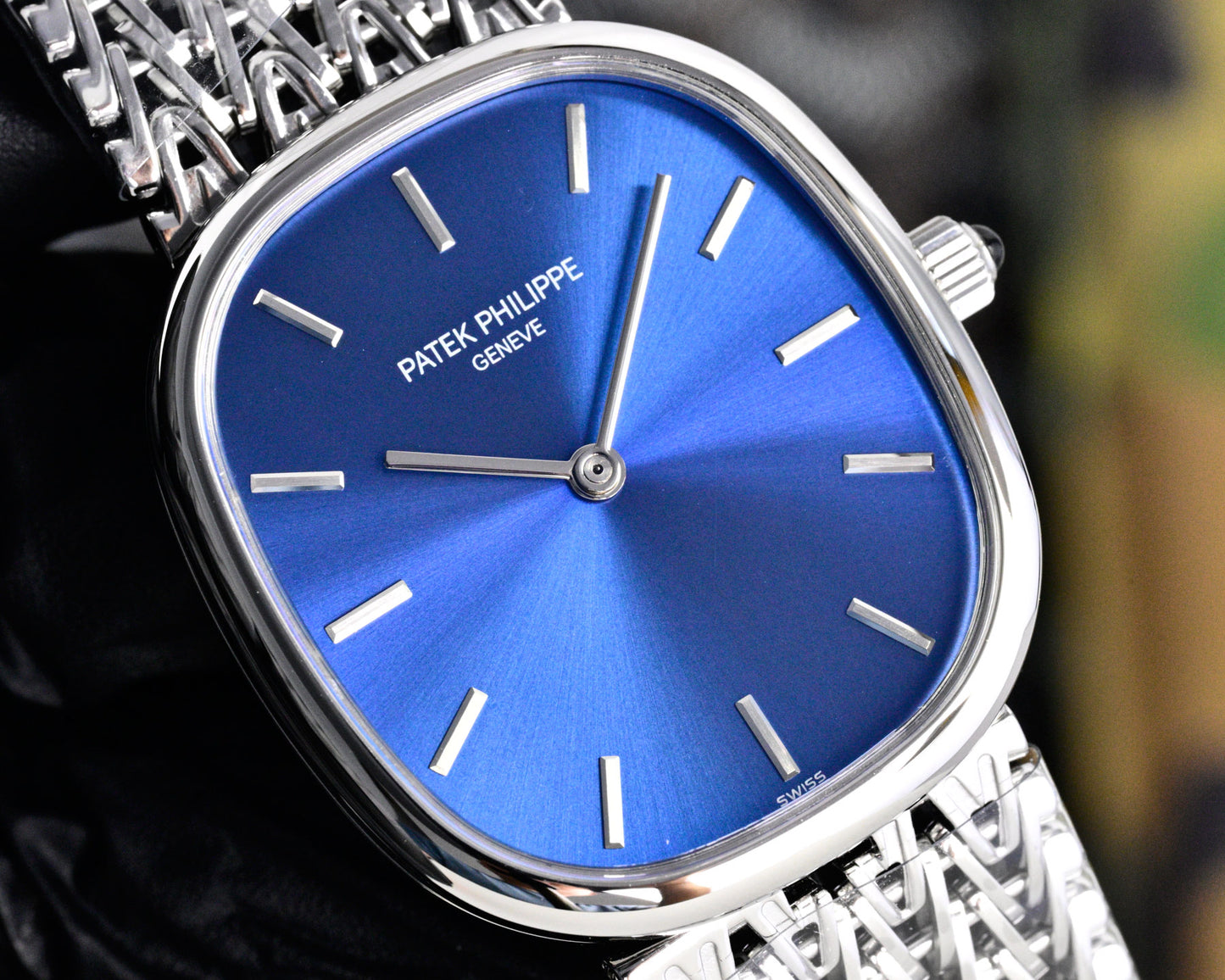 Patek Philippe Golden Ellipse Silver Chain Bracelet Watch