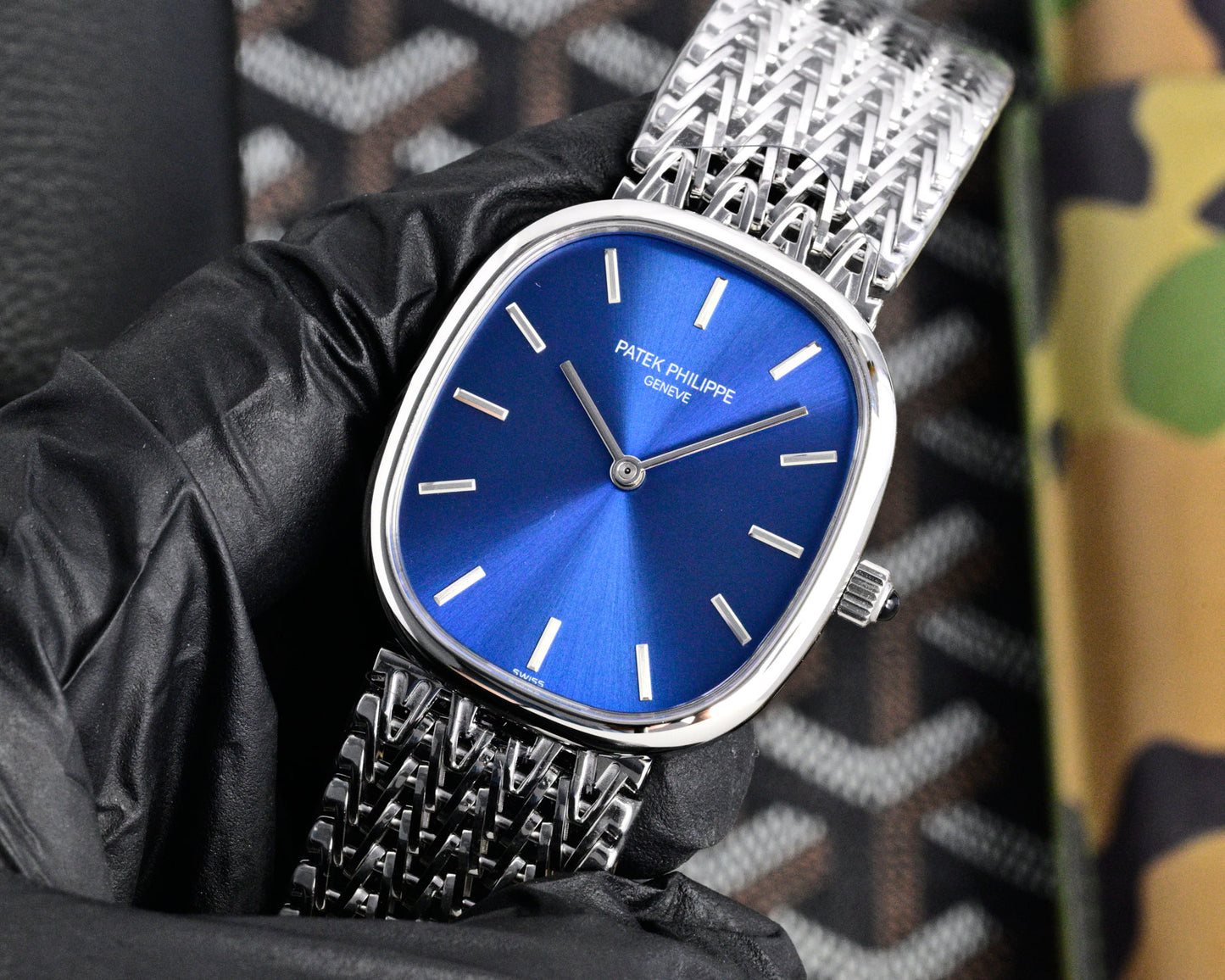 Patek Philippe Golden Ellipse Silver Chain Bracelet Watch