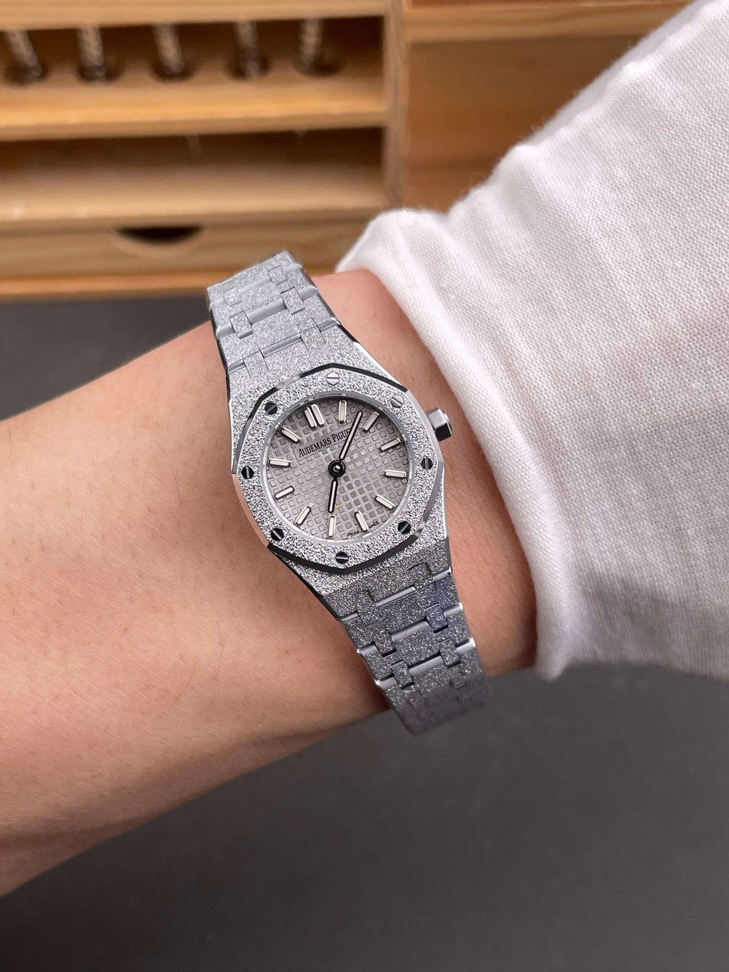Audemars Piguet Royal Oak Mini Frosted Gold White Gold