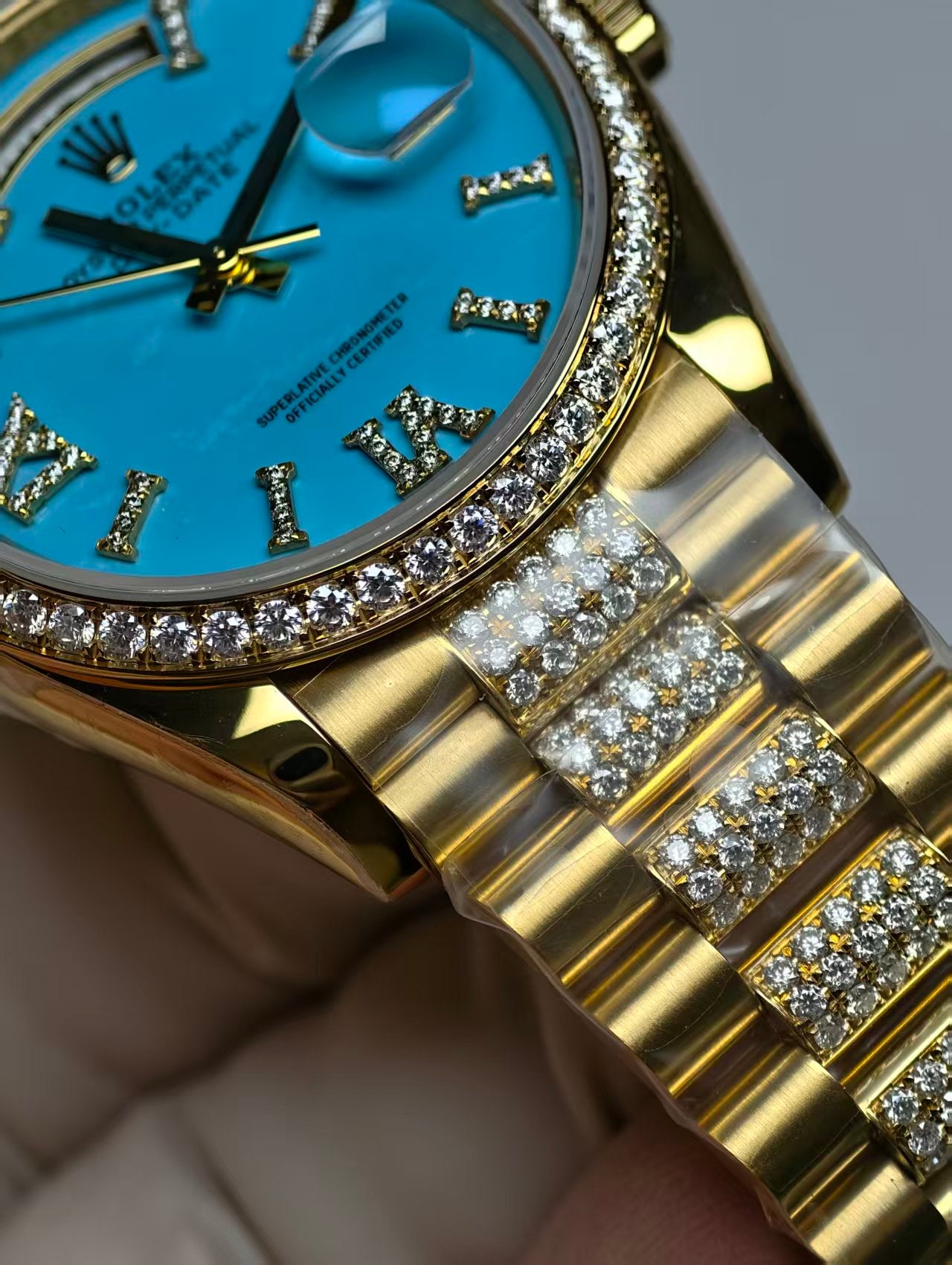 Rolex Day-Date 36 Yellow Gold Turquoise Diamond Dial