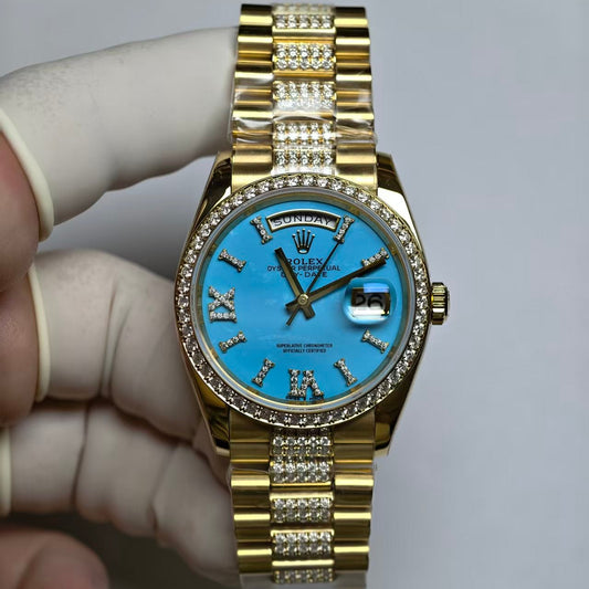 Rolex Day-Date 36 Yellow Gold Turquoise Diamond Dial