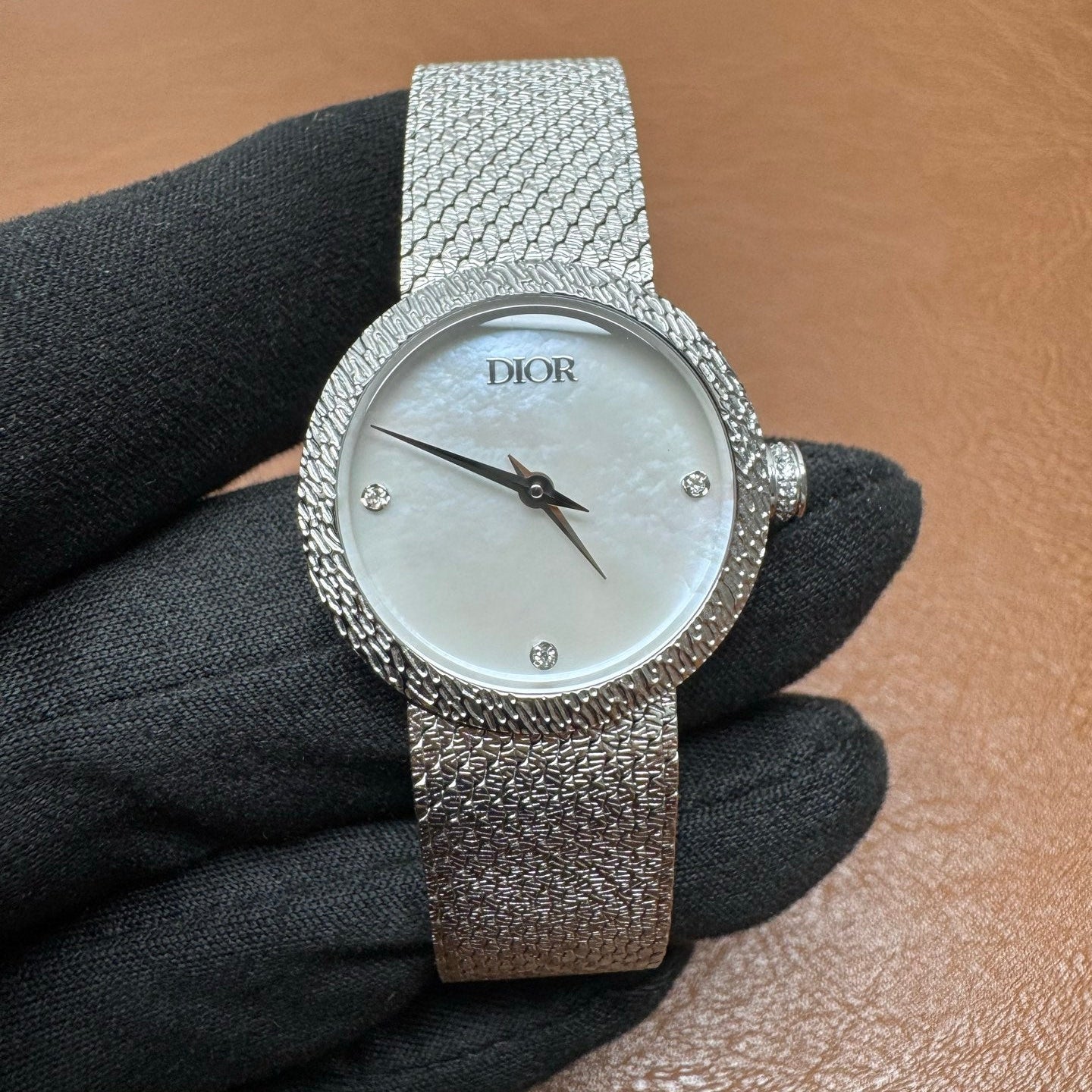 Christian Dior La D de Dior Satine Silver Mesh Watch