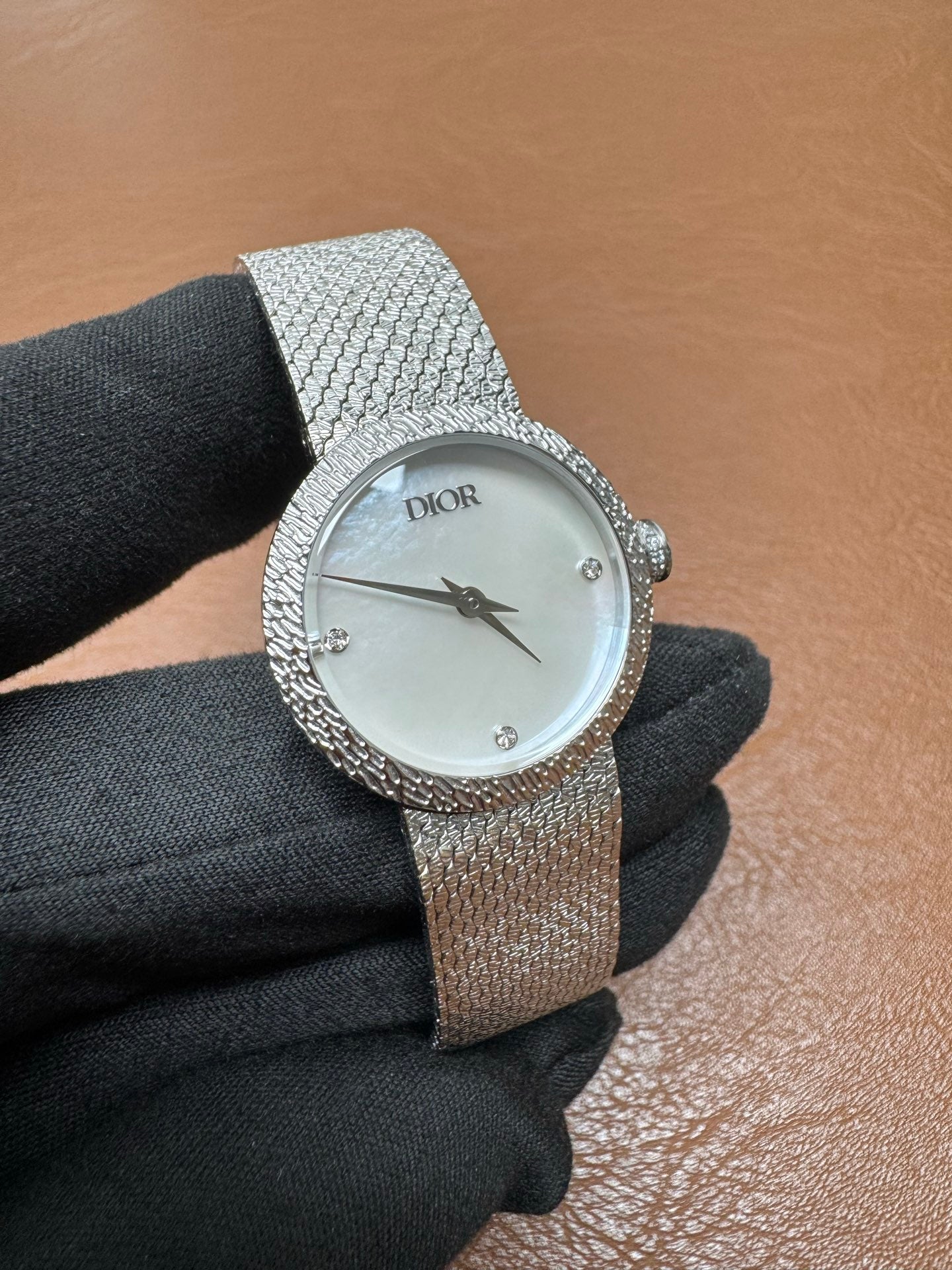 Christian Dior La D de Dior Satine Silver Mesh Watch