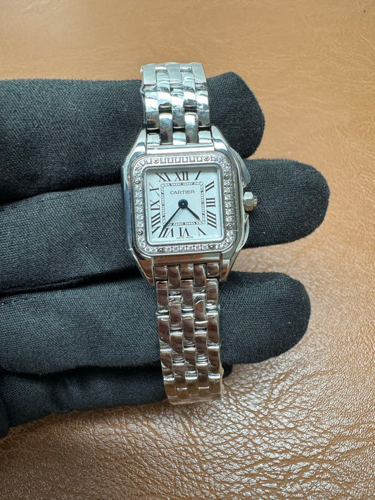 Panthère de Cartier Steel Watch Diamond Bezel