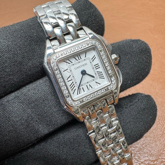 Panthère de Cartier Steel Watch Diamond Bezel
