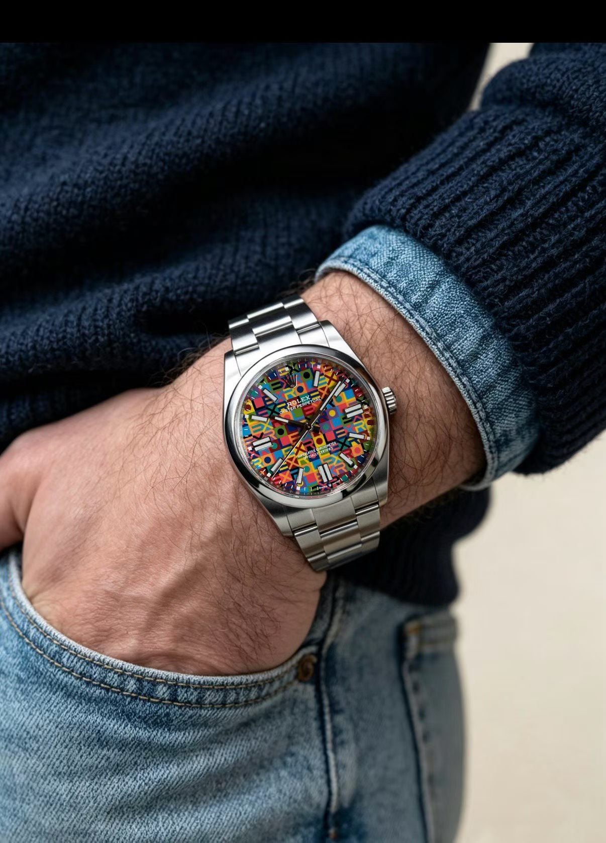 Rolex Oyster Perpetual Jubilee Motif Dial Luxury Watch