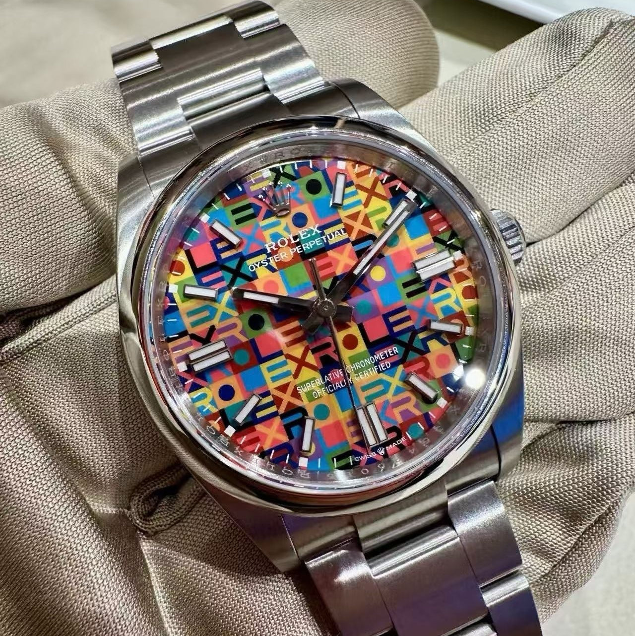 Rolex Oyster Perpetual Jubilee Motif Dial Luxury Watch