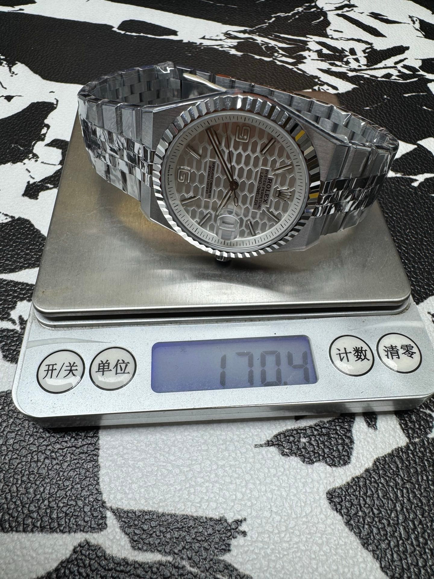 Rolex Land-Dweller White Honeycomb Dial White Gold Bezel
