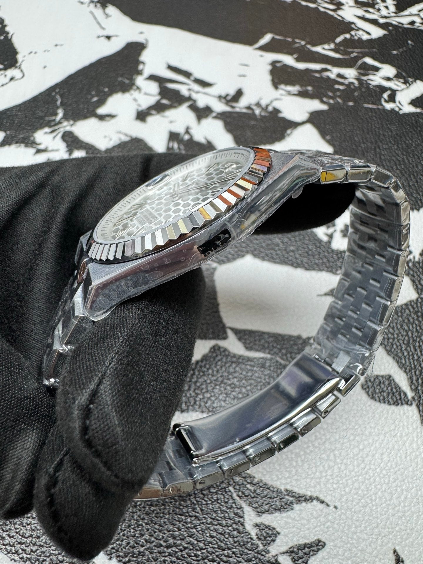 Rolex Land-Dweller White Honeycomb Dial White Gold Bezel