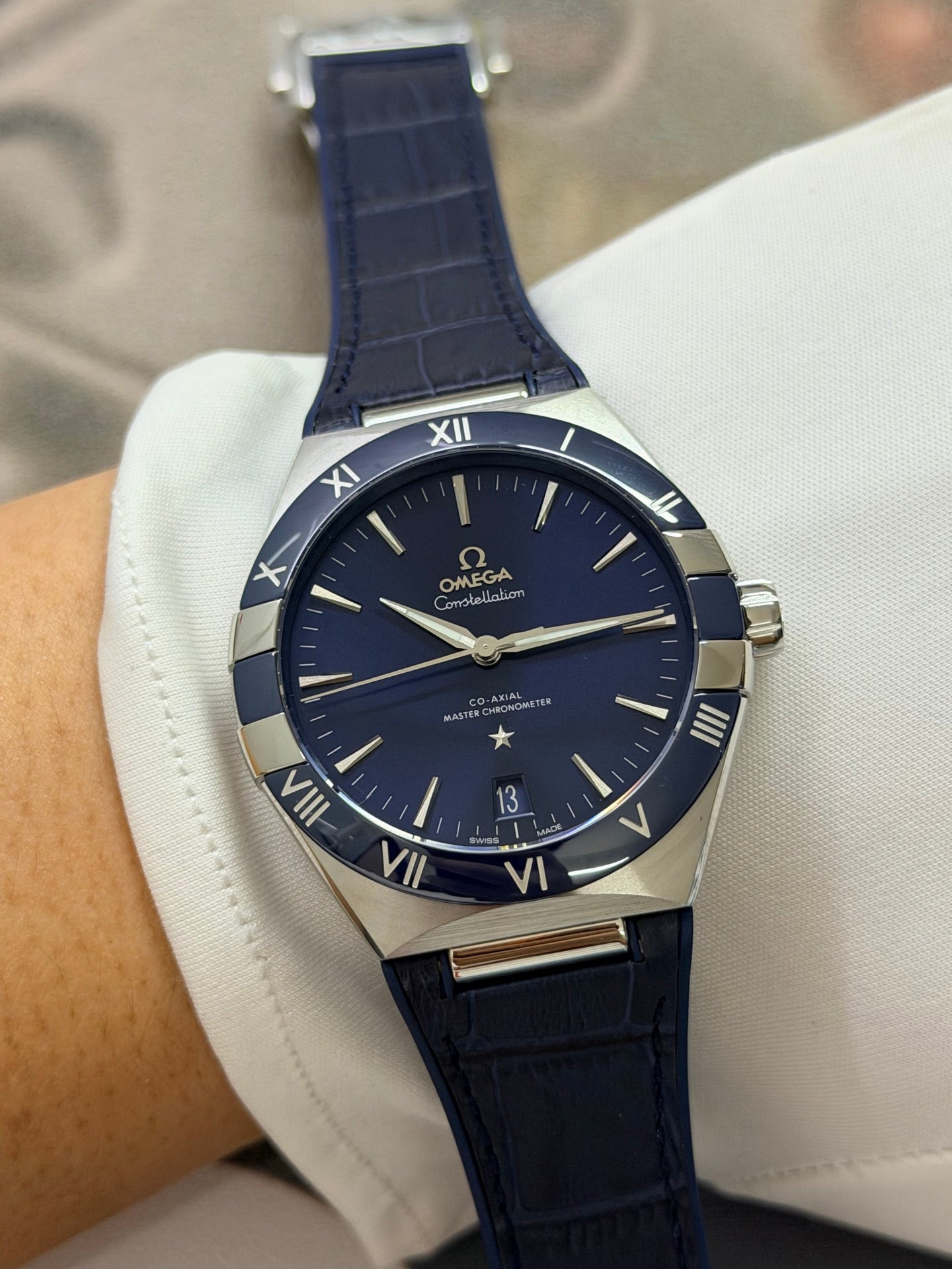 Omega Constellation 41mm Blue Dial & Ceramic Bezel Luxury Watch