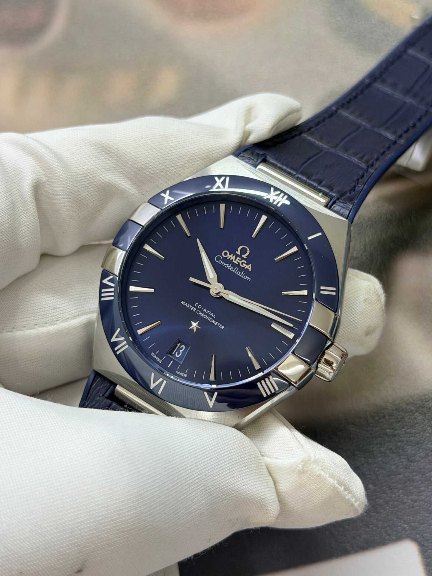Omega Constellation 41mm Blue Dial & Ceramic Bezel Luxury Watch