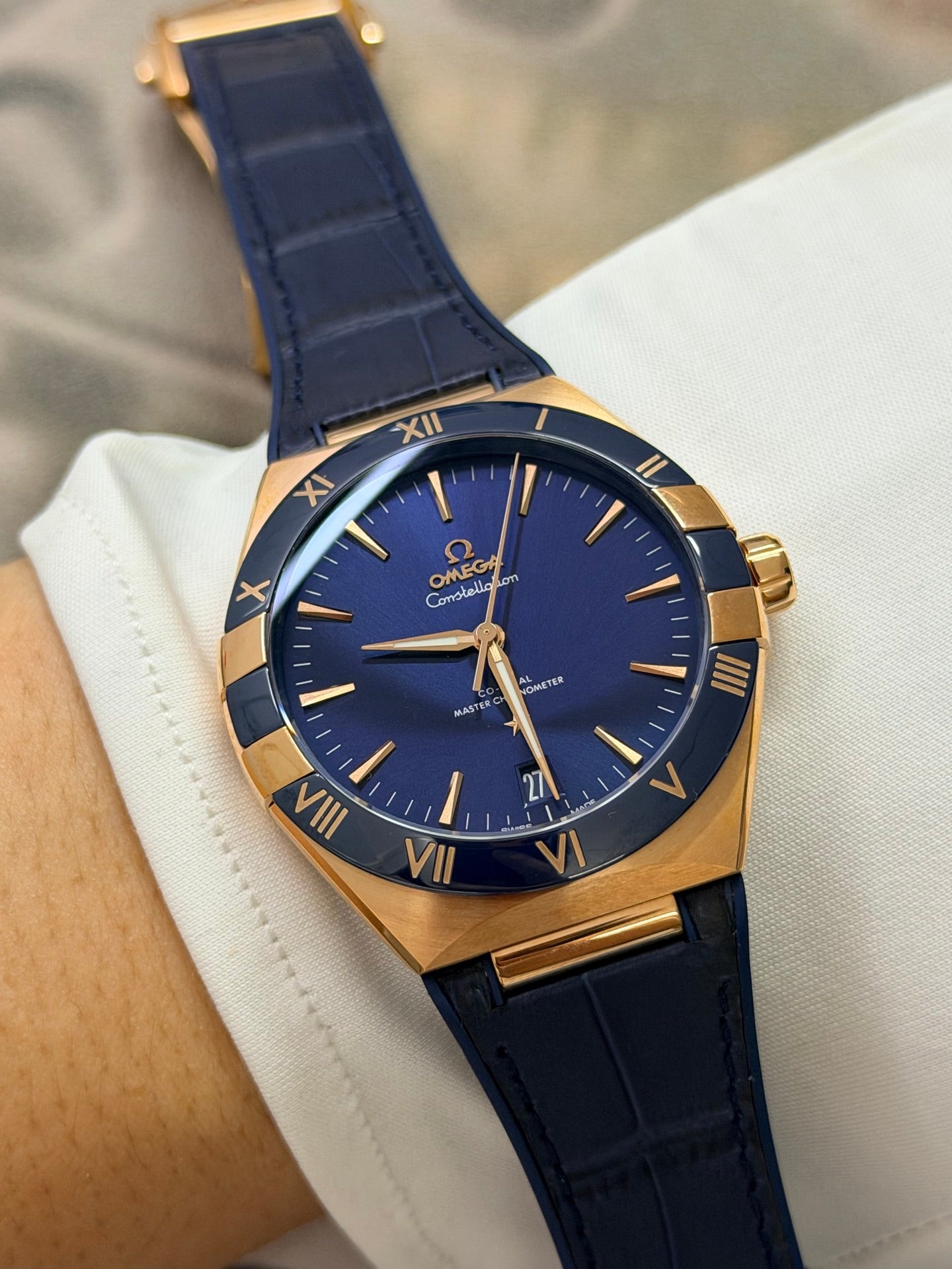 Omega Constellation 41mm Blue Dial & Ceramic Bezel Luxury Watch