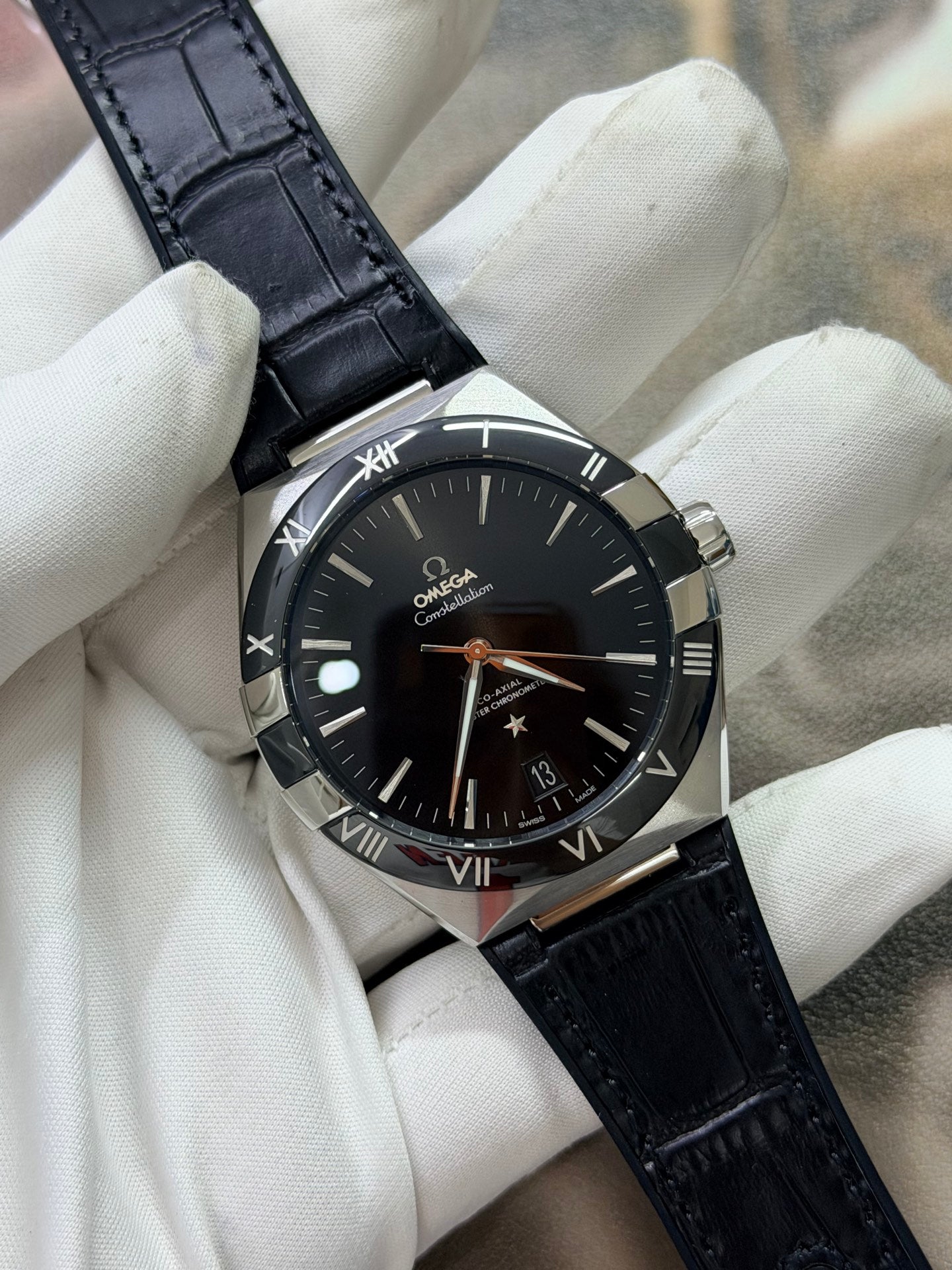 Omega Constellation Co-Axial Master Chronometer 41mm Black Ceramic Bezel Watch