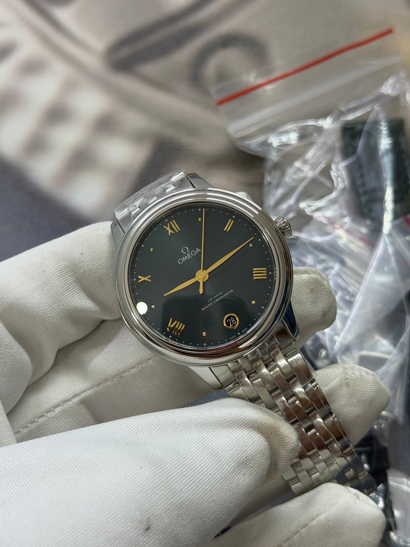 Omega De Ville Prestige Co-Axial Pine Green Dial Luxury Watch
