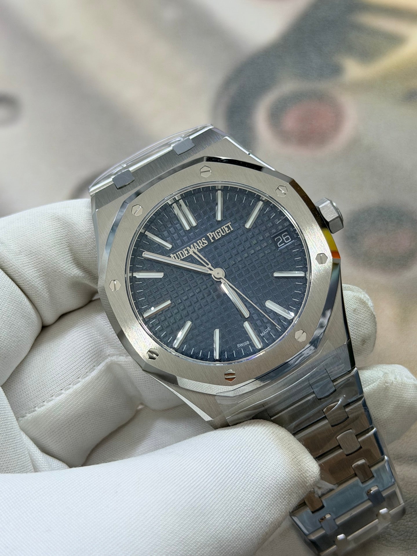 Audemars Piguet Royal Oak Selfwinding Blue Tapisserie Dial Luxury Watch
