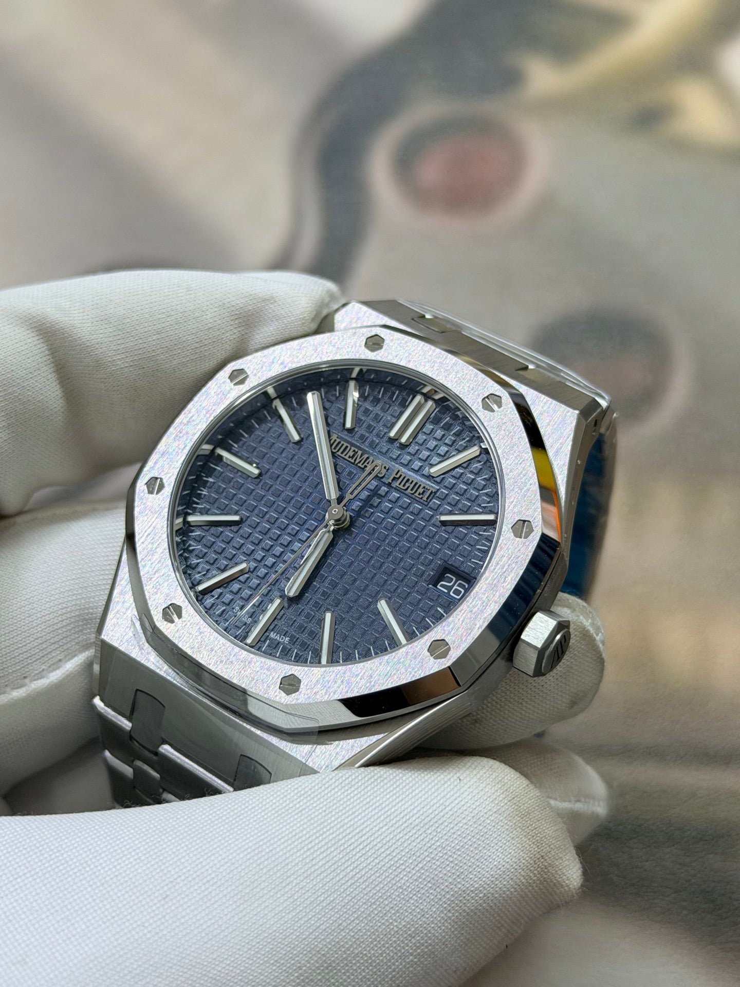 Audemars Piguet Royal Oak Selfwinding Blue Tapisserie Dial Luxury Watch