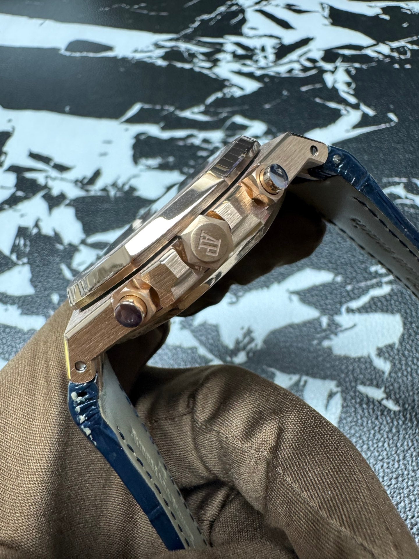 Audemars Piguet Royal Oak Chronograph Rose Gold Blue Dial Watch