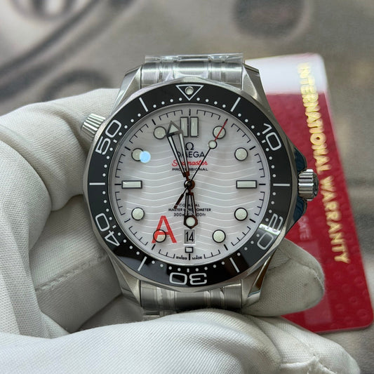 Omega Seamaster Diver 300M White Ceramic Wave Dial Luxury Watch