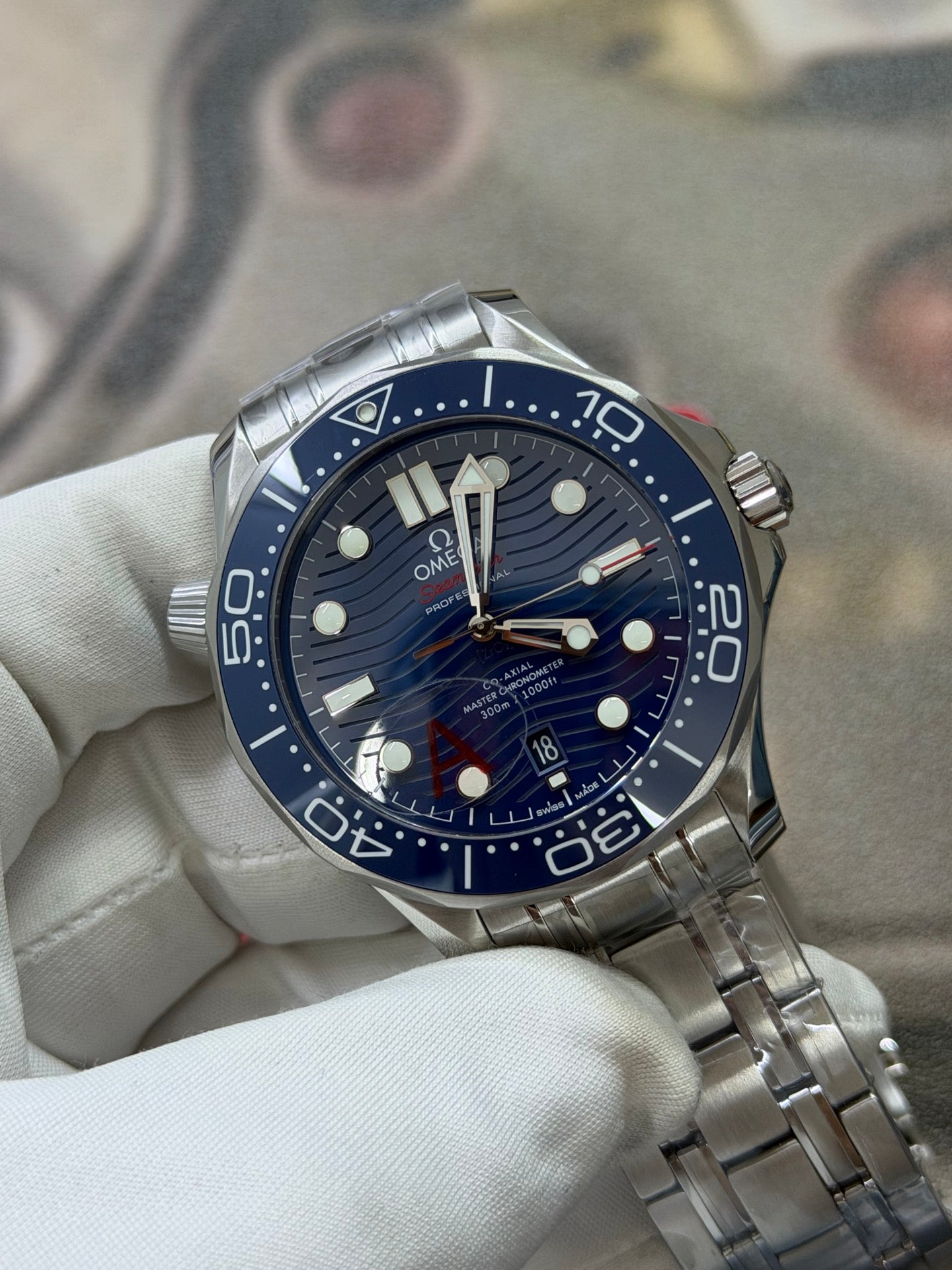 Omega Seamaster Diver 300M Blue Ceramic Wave Dial Luxury Watch