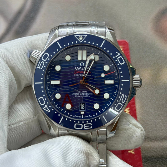 Omega Seamaster Diver 300M Blue Ceramic Wave Dial Luxury Watch