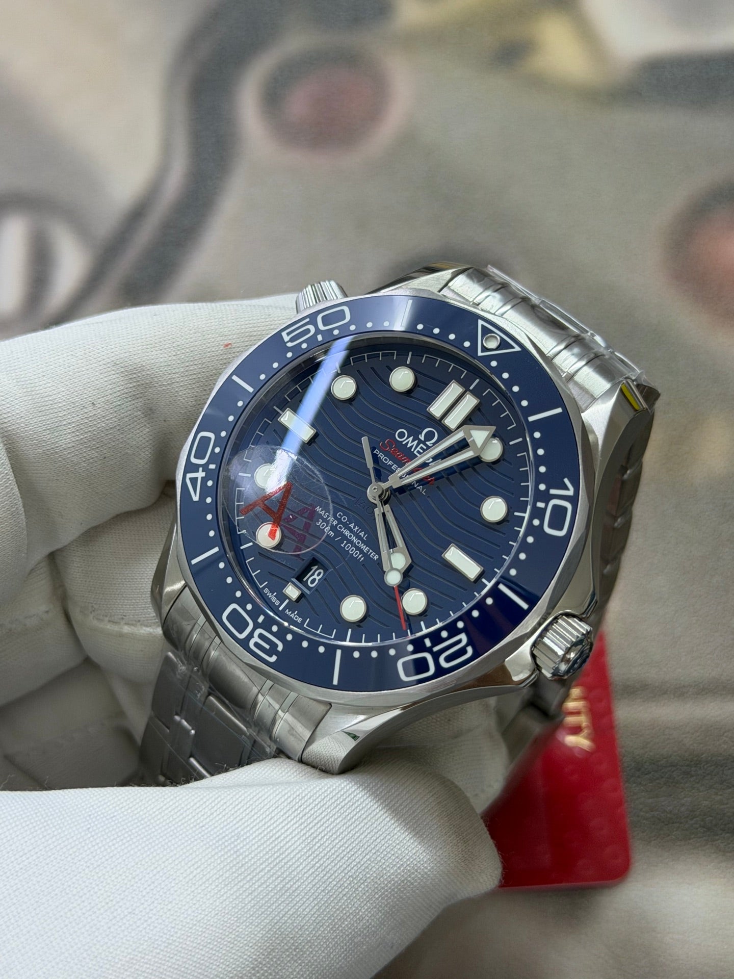 Omega Seamaster Diver 300M Blue Ceramic Wave Dial Luxury Watch
