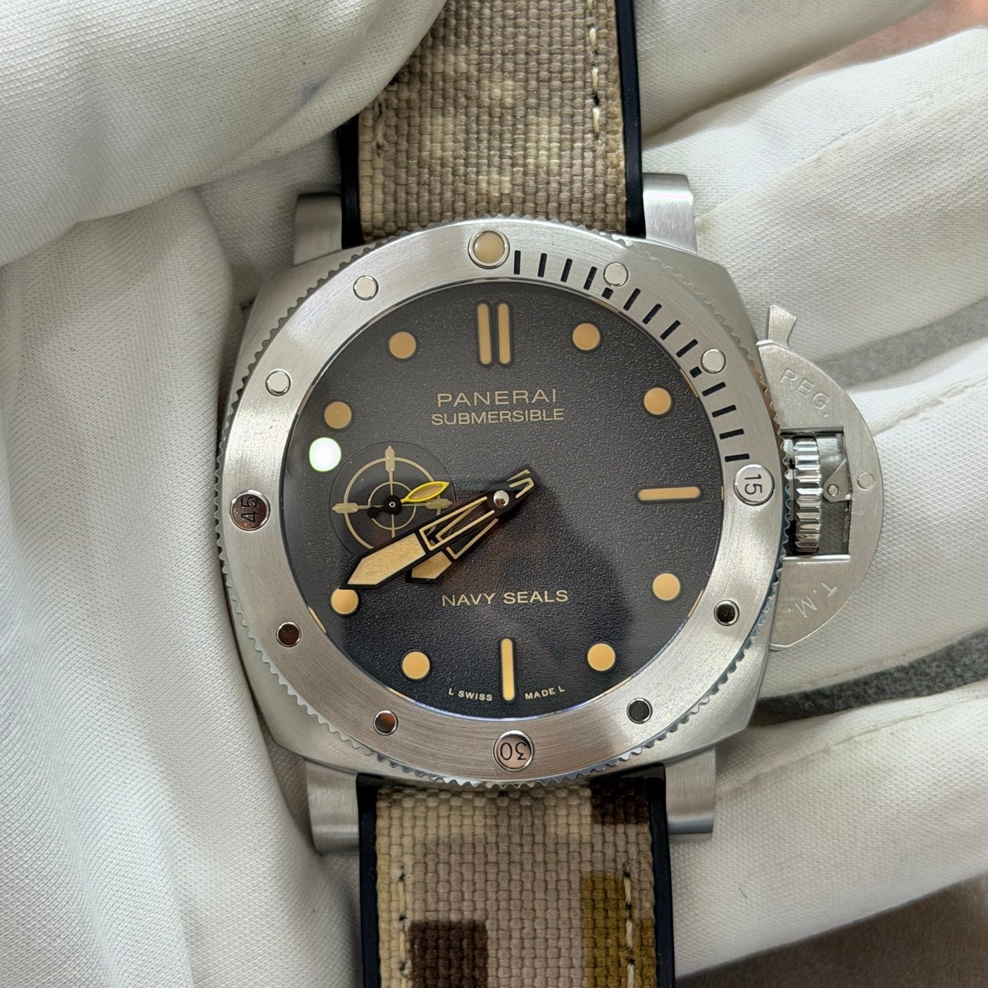 Panerai Submersible QuarantaQuattro Navy SEALs PAM01518 Camo Strap Watch
