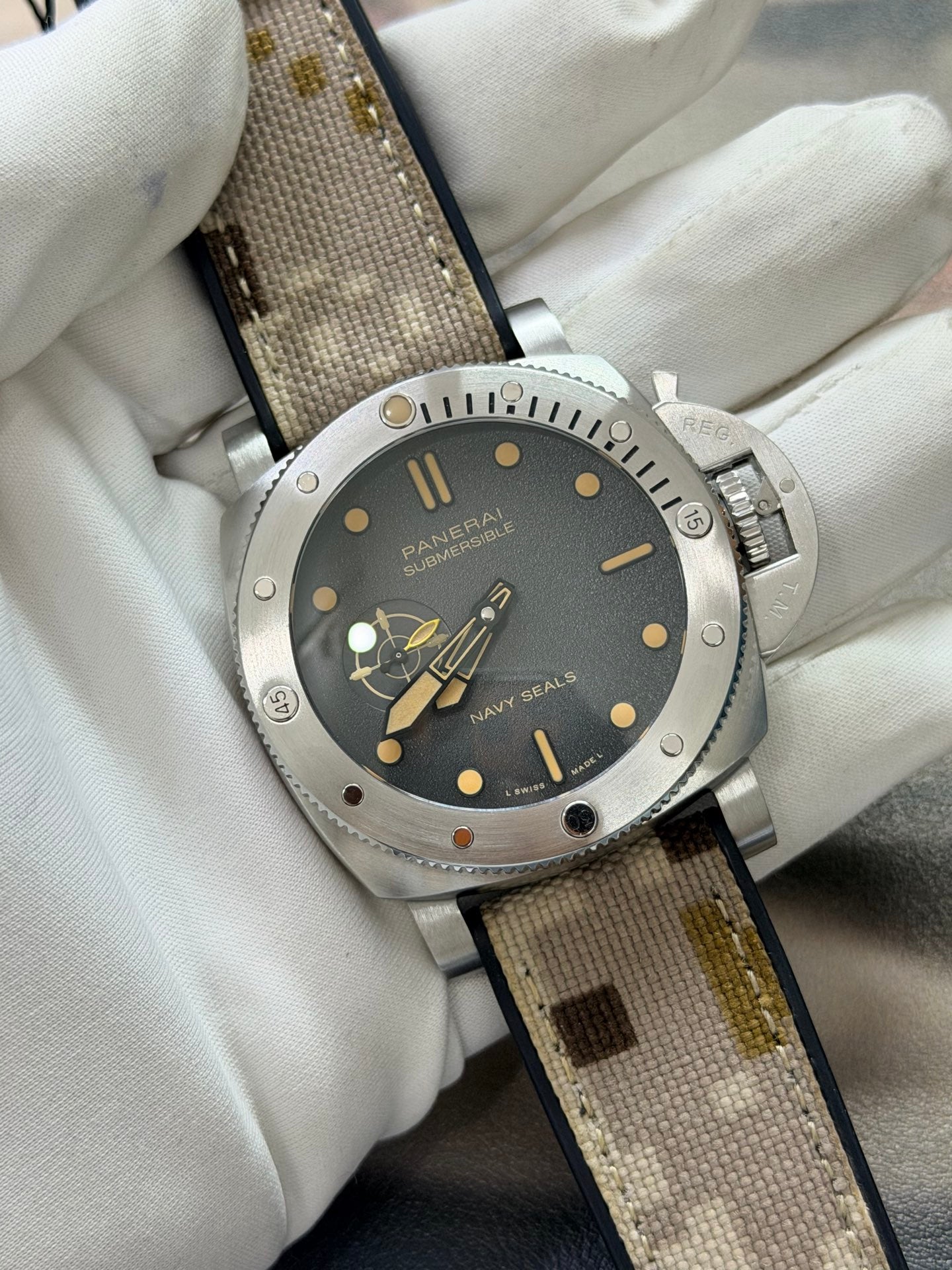 Panerai Submersible QuarantaQuattro Navy SEALs PAM01518 Camo Strap Watch