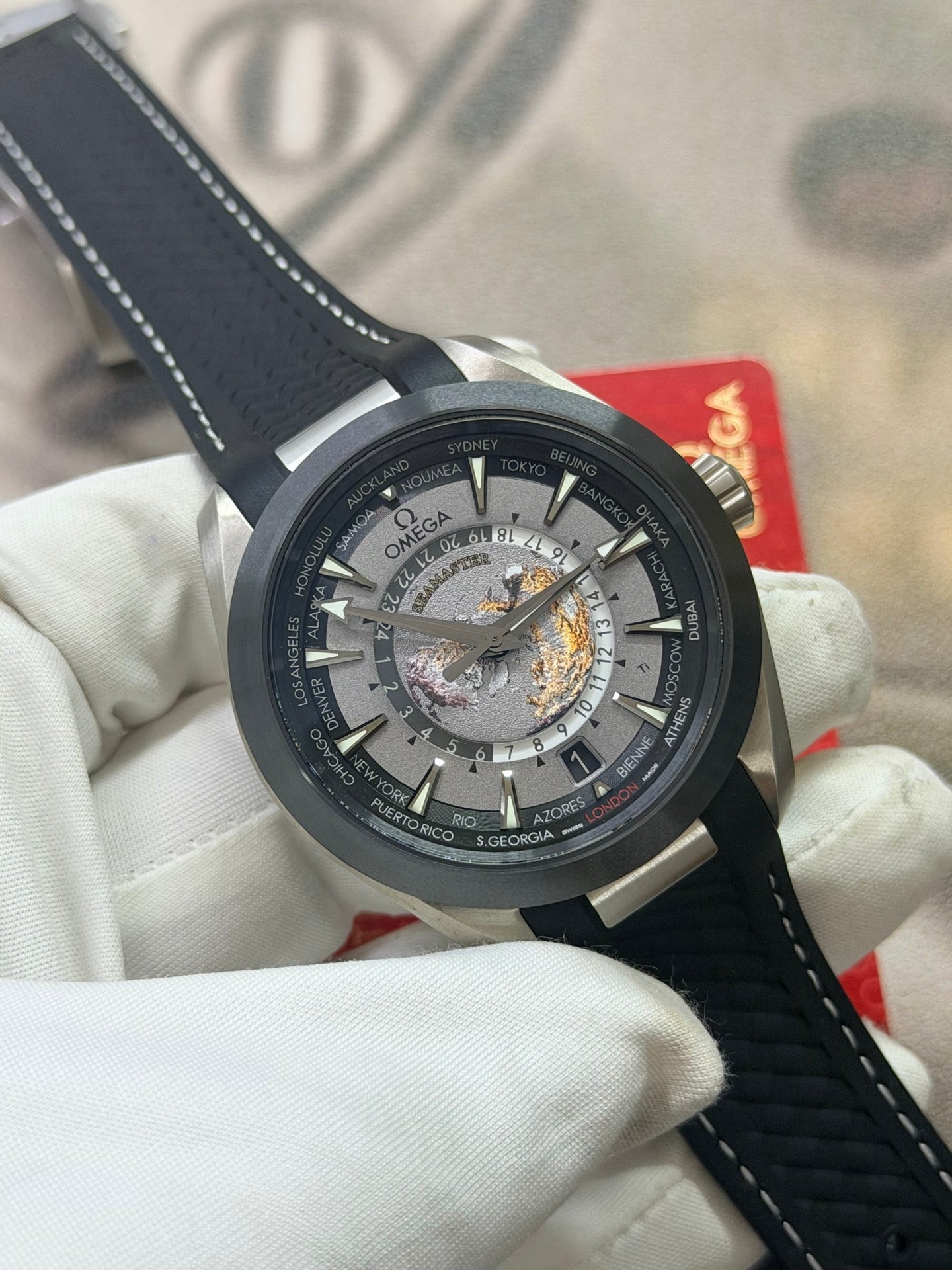 OMEGA Seamaster Aqua Terra 150M Worldtimer Titanium Dial Luxury Watch