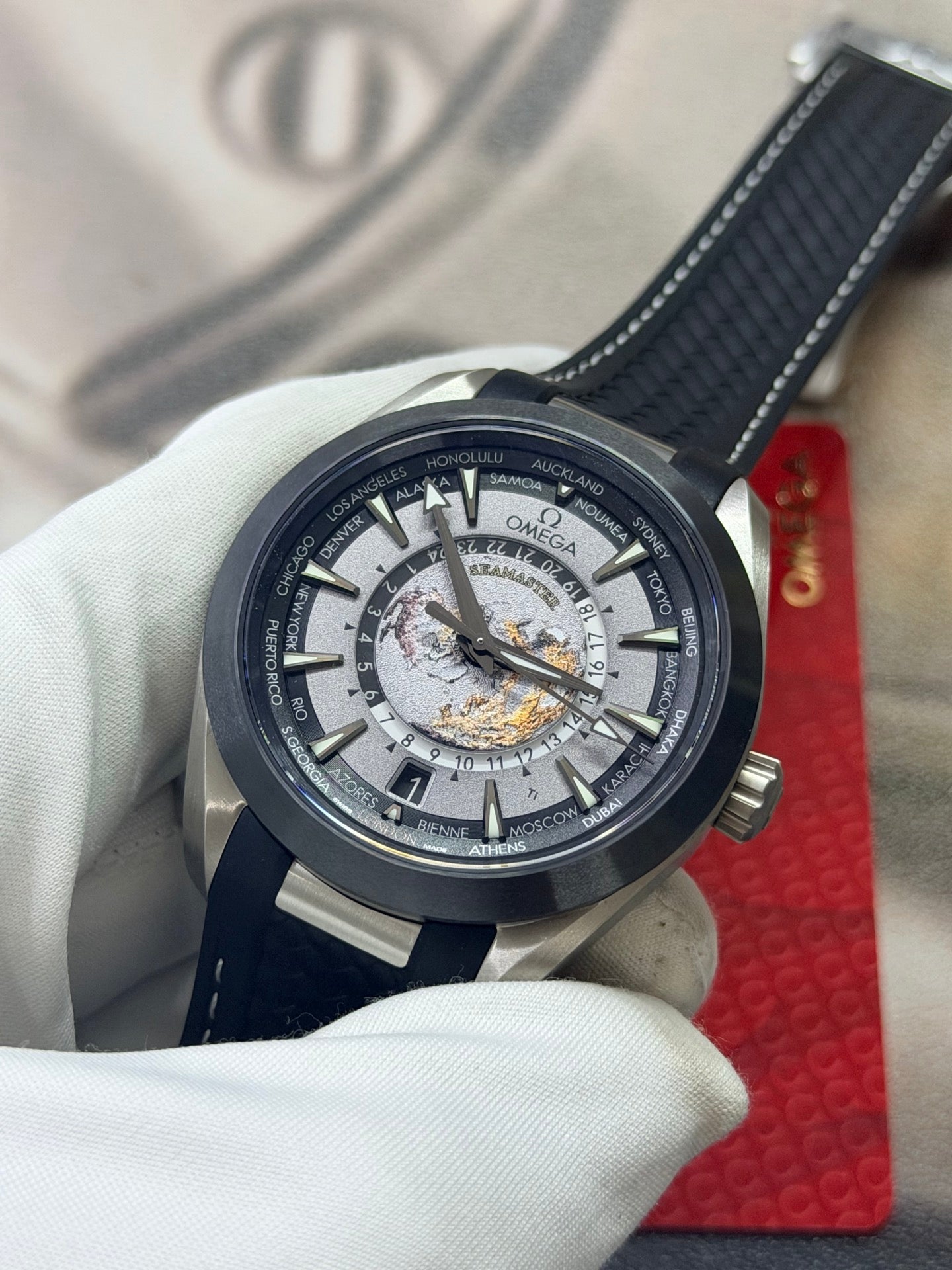 OMEGA Seamaster Aqua Terra 150M Worldtimer Titanium Dial Luxury Watch