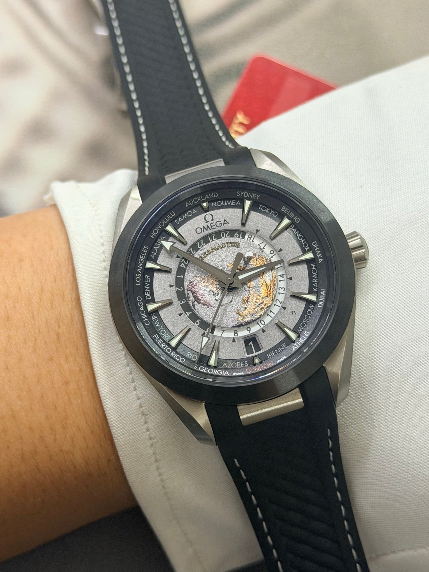 OMEGA Seamaster Aqua Terra 150M Worldtimer Titanium Dial Luxury Watch