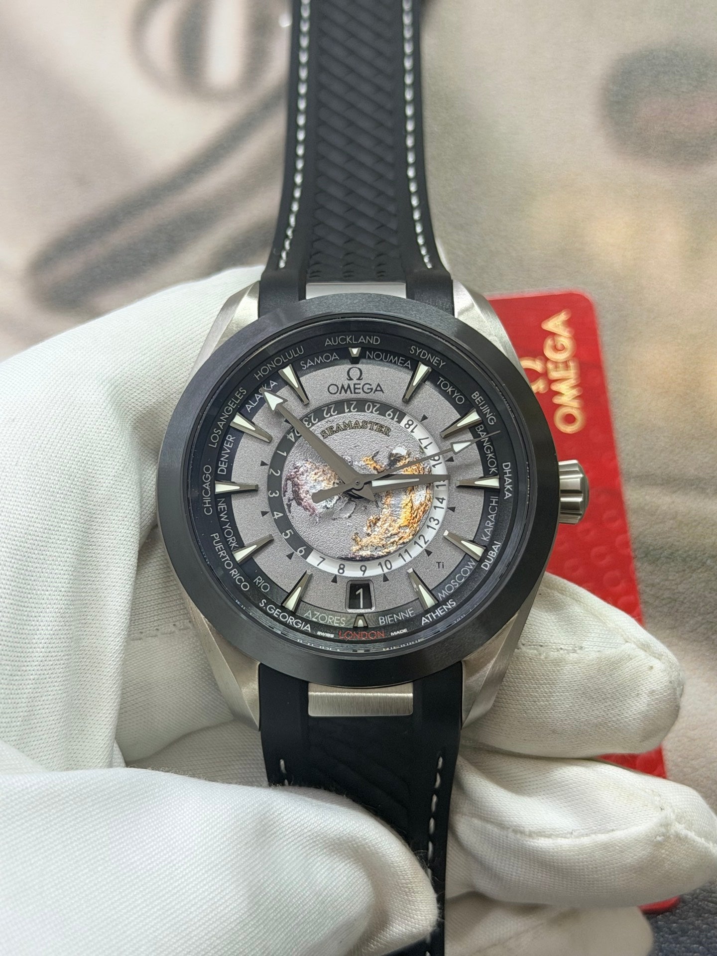 OMEGA Seamaster Aqua Terra 150M Worldtimer Titanium Dial Luxury Watch