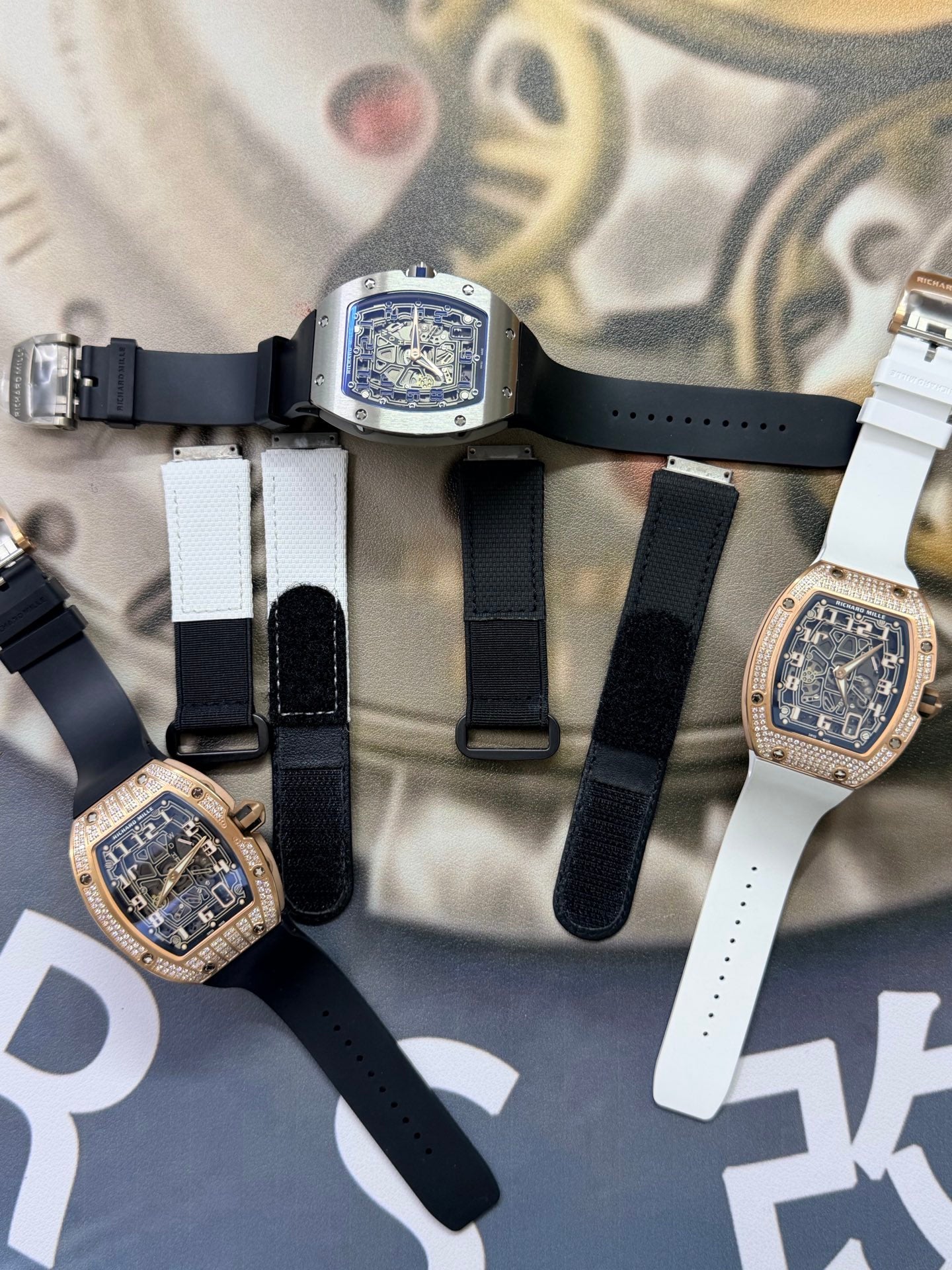 Richard Mille RM 67-01 Extra-Flat watch features a distinctive tonneau-shaped titanium case and a skeletonized dial. (Copy)