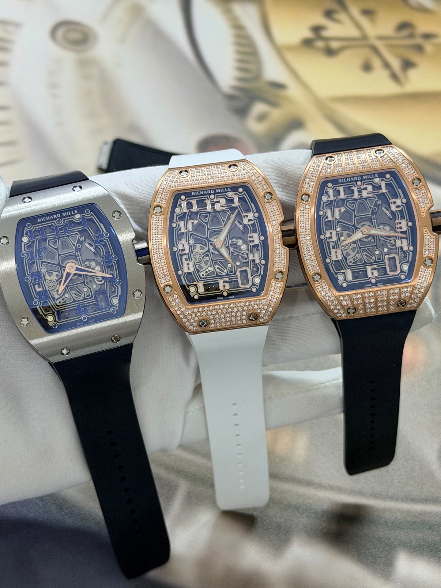 Richard Mille RM 67-01 Extra-Flat watch features a distinctive tonneau-shaped titanium case and a skeletonized dial. (Copy)