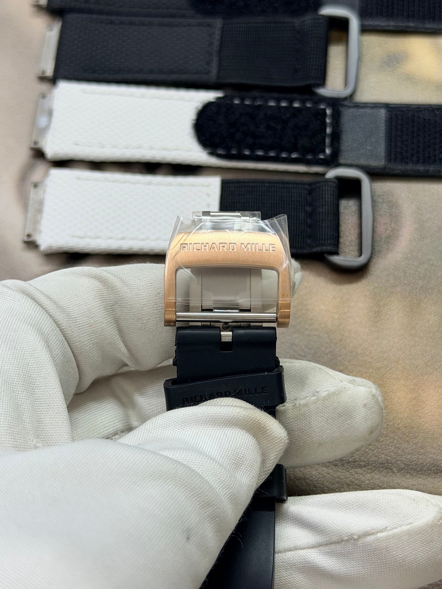 Richard Mille RM 67-01 Rose Gold Diamond White Rubber Strap Watch