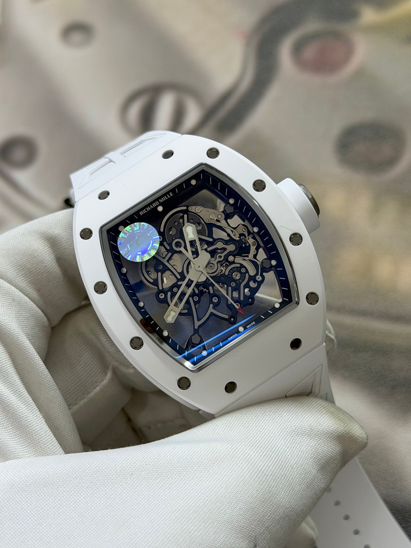 Richard Mille RM 055 Bubba Watson White Ceramic Skeleton Watch