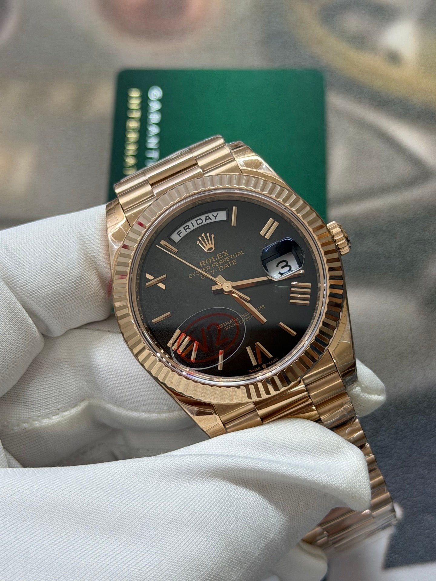 Rolex Day-Date 40 18k Everose Gold Slate Ombré Dial Luxury Watch