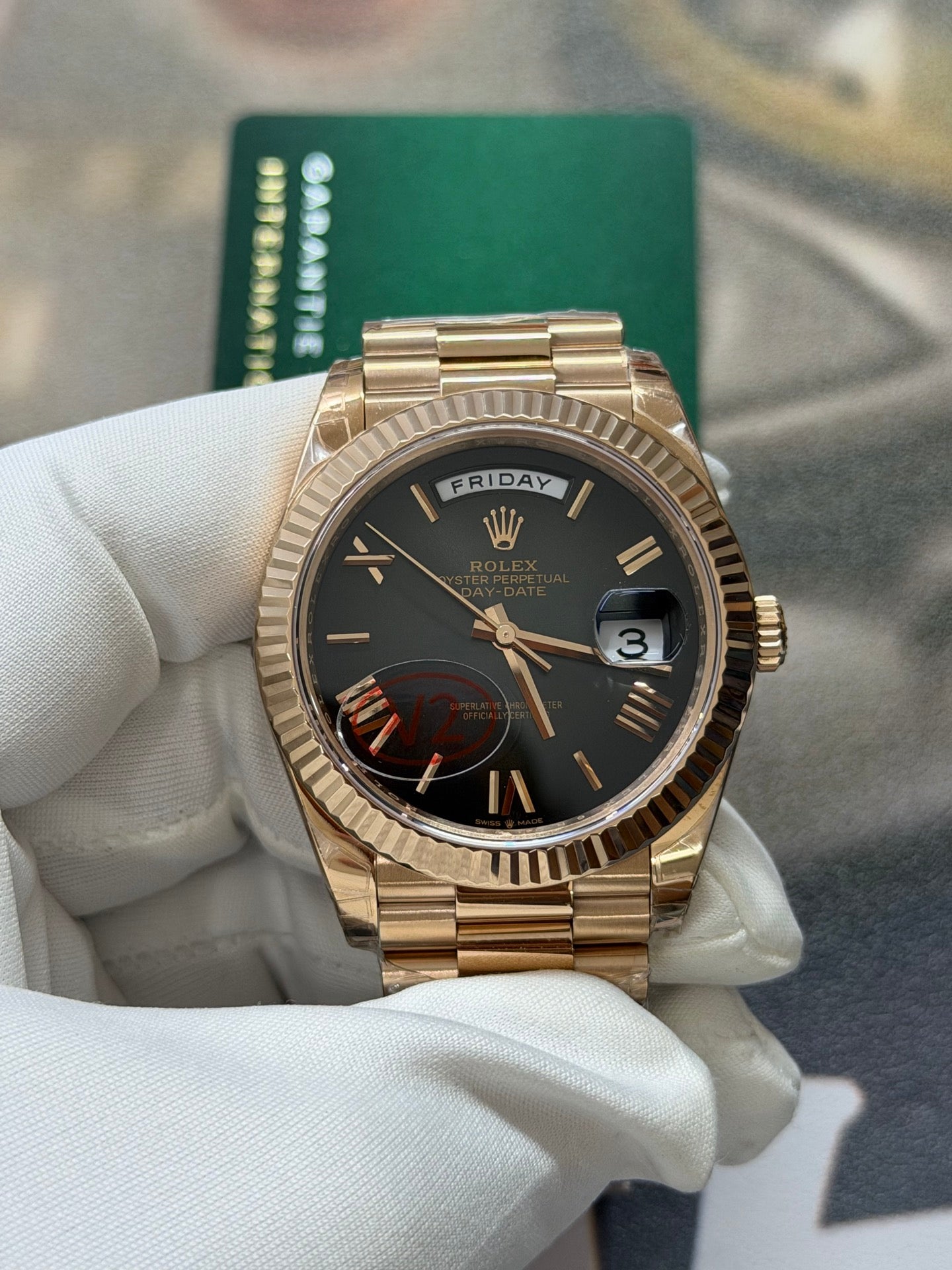 Rolex Day-Date 40 18k Everose Gold Slate Ombré Dial Luxury Watch