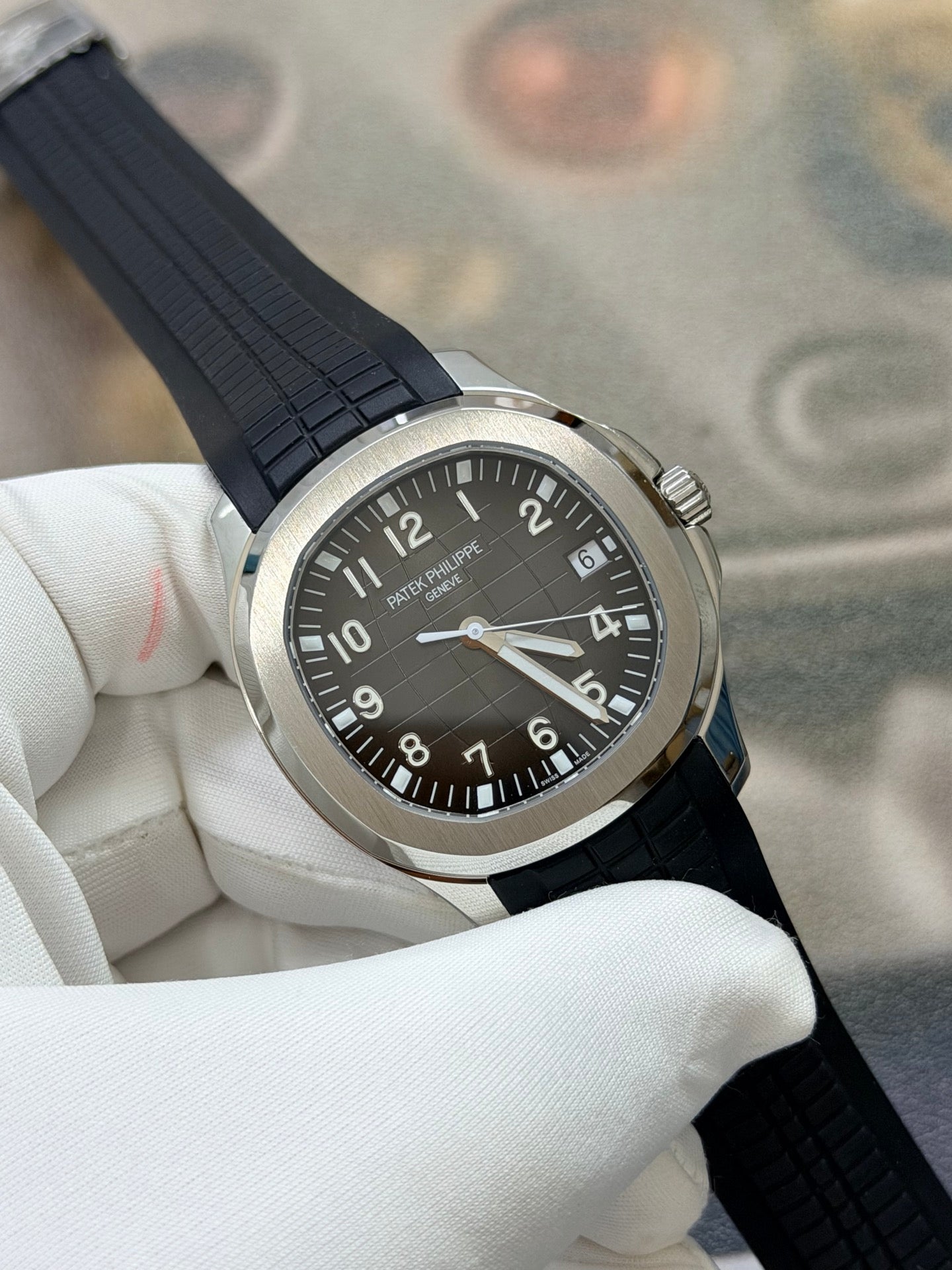 Patek Philippe Aquanaut Brown Embossed Dial with Matching Rubber Strap