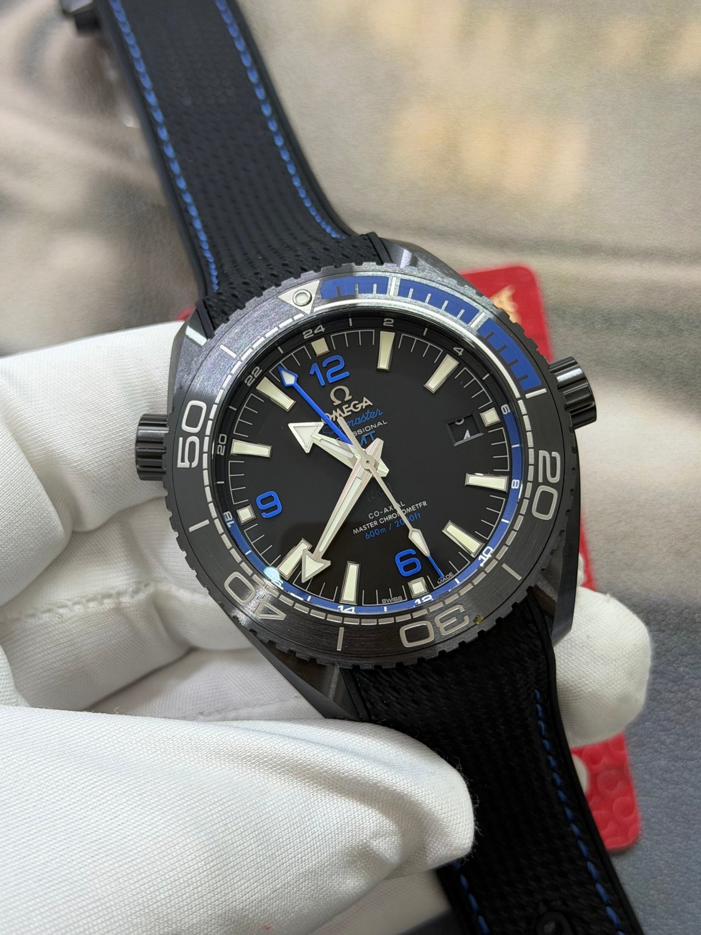 Omega Seamaster Planet Ocean Black Ceramic Blue Accent Luxury Watch