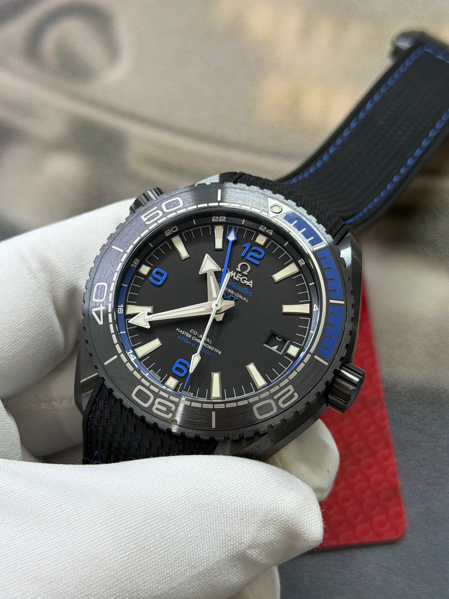 Omega Seamaster Planet Ocean Black Ceramic Blue Accent Luxury Watch