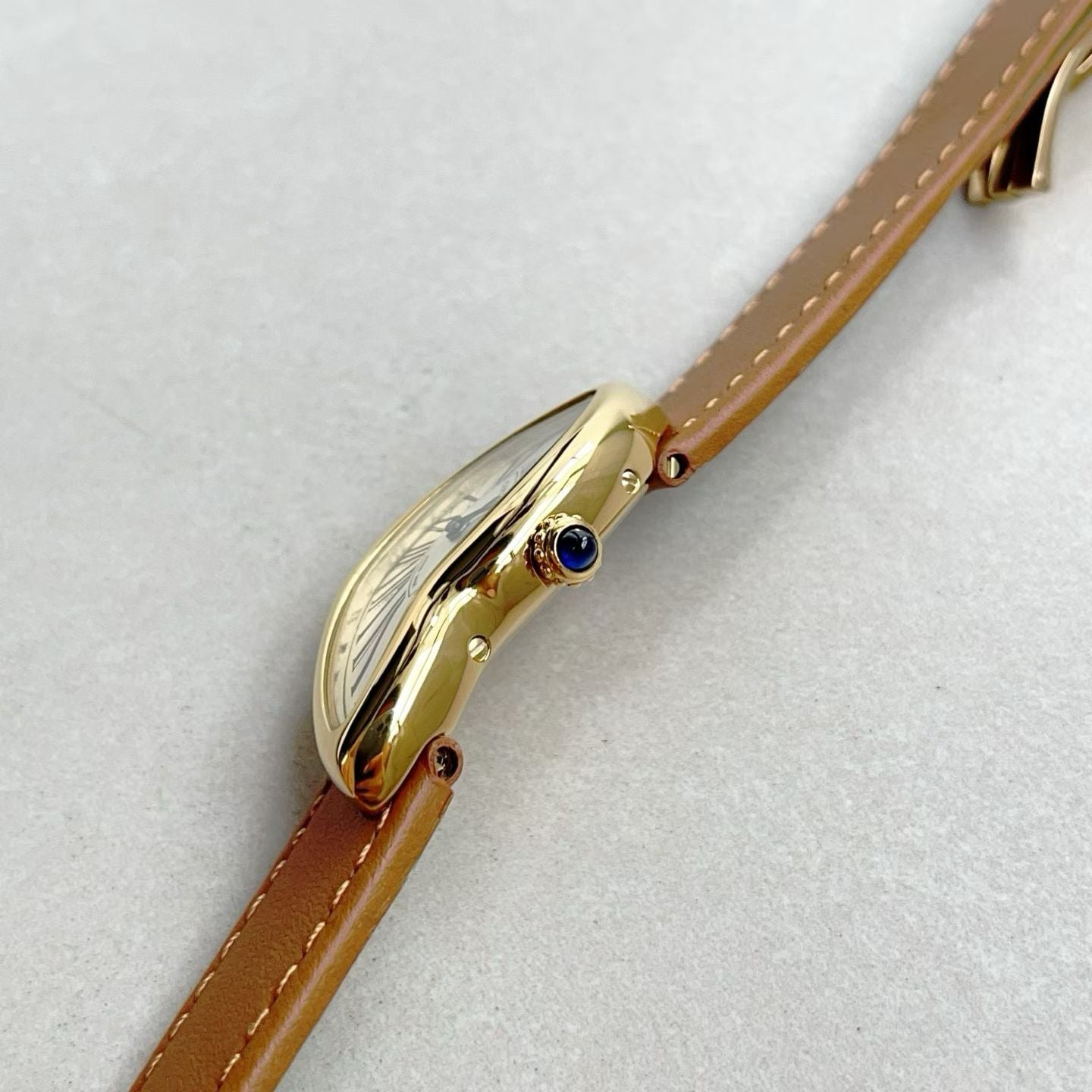 Cartier Crash Yellow Gold Watch with Brown Leather Strap