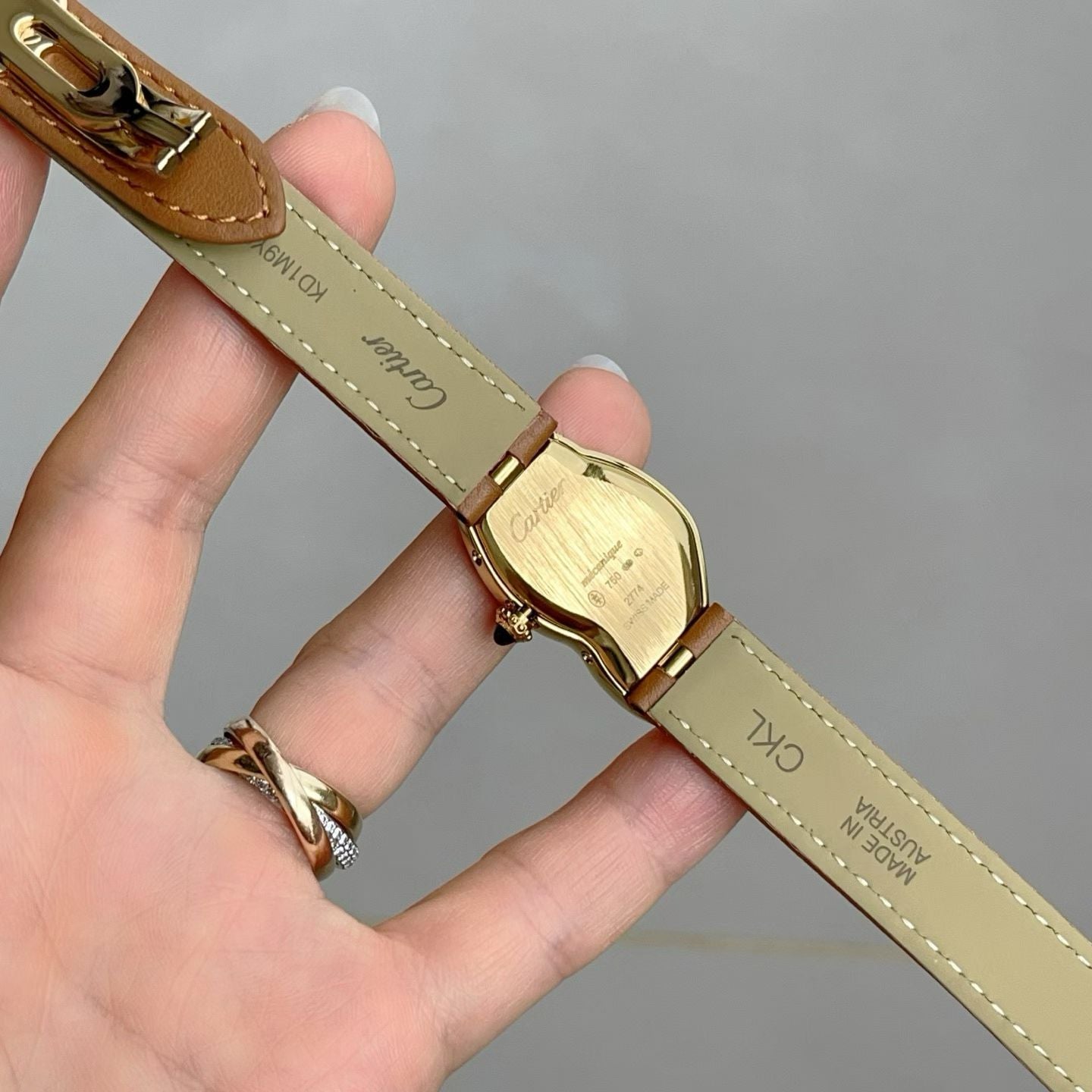 Cartier Crash Yellow Gold Watch with Brown Leather Strap