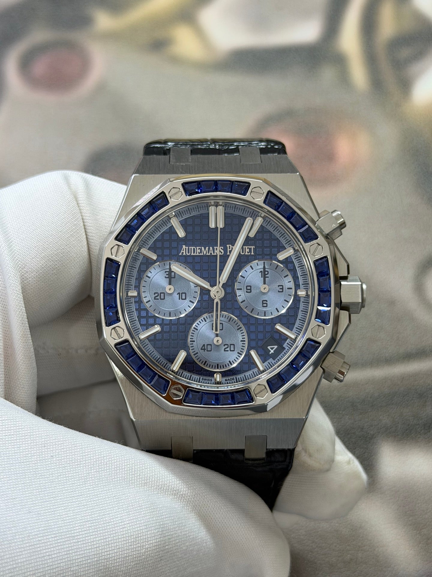 Audemars Piguet Royal Oak Selfwinding Chronograph with Blue Sapphire Bezel