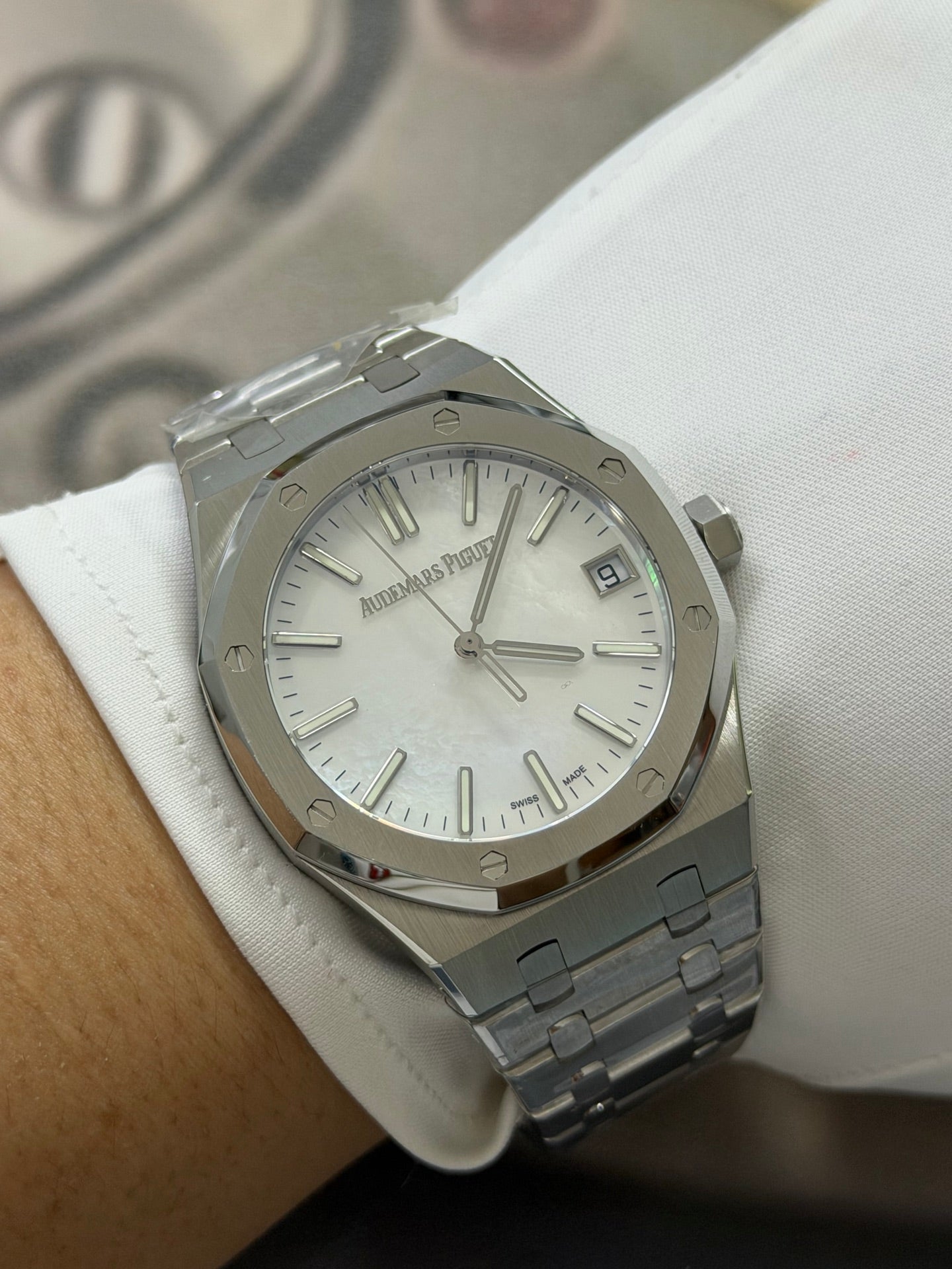 Audemars Piguet Royal Oak Stainless Steel Watch with Silver Dial