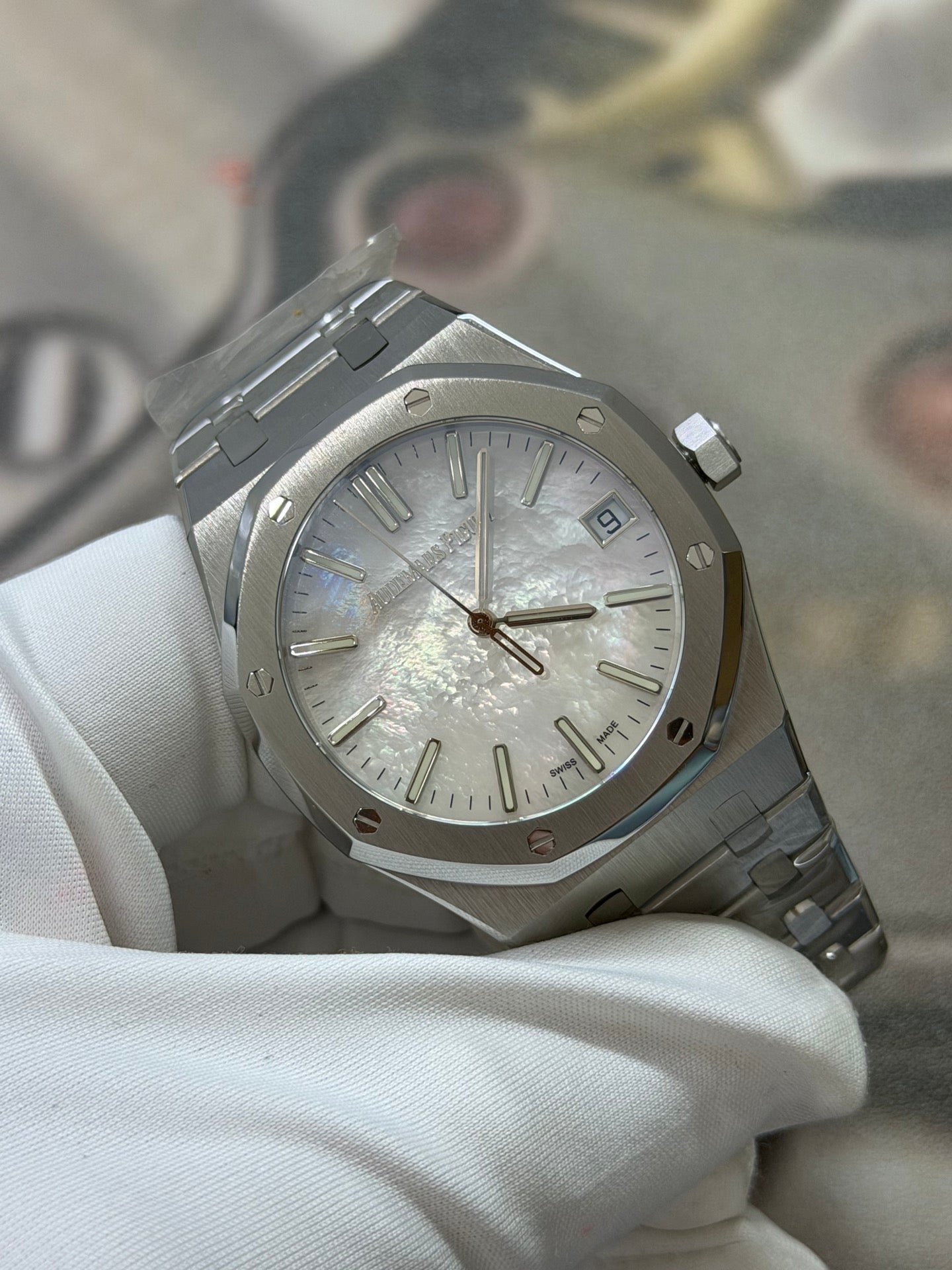 Audemars Piguet Royal Oak Stainless Steel Watch with Silver Dial