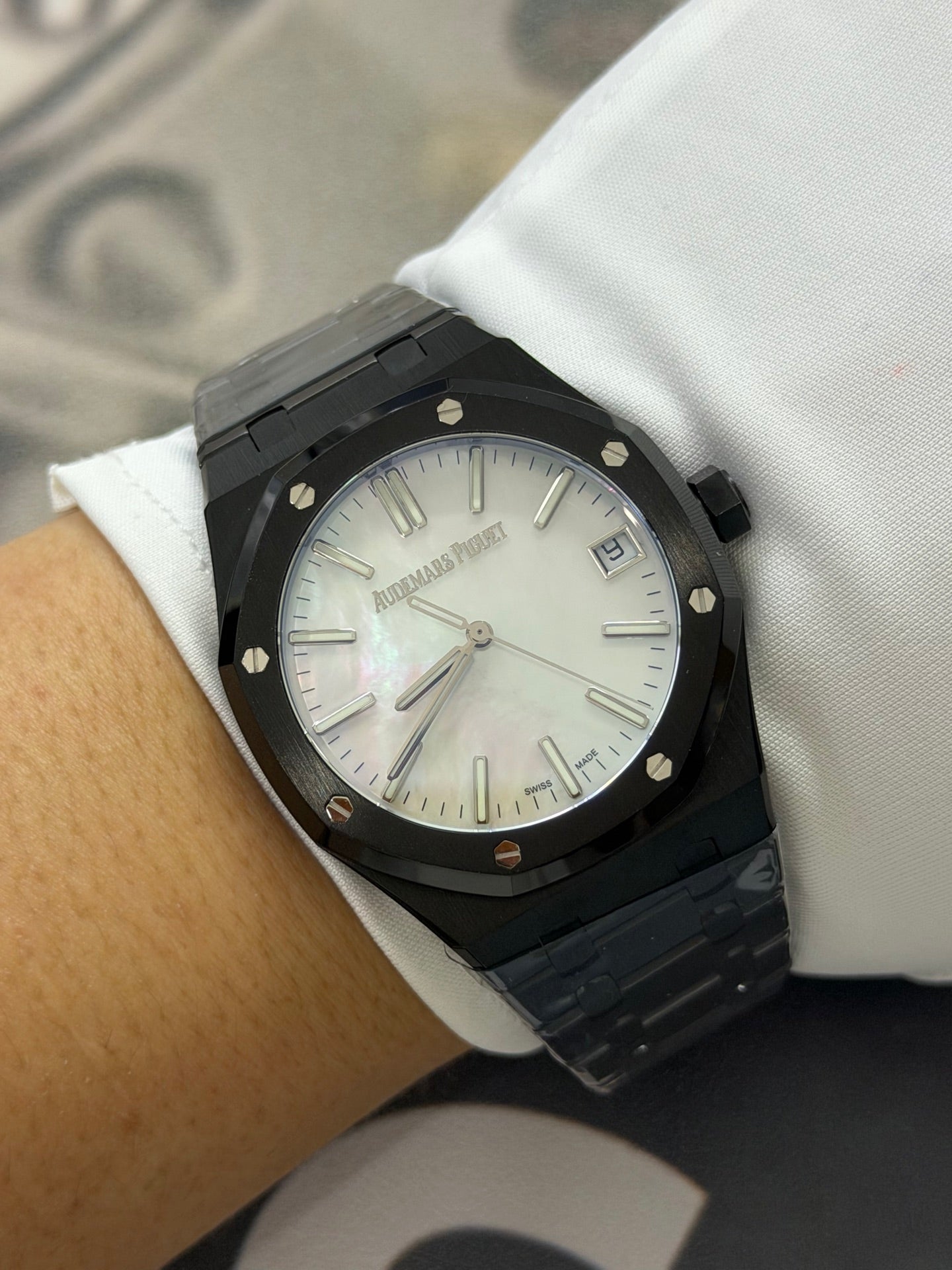 Audemars Piguet Royal Oak Black Ceramic Watch with Mother-of-Pearl Dial