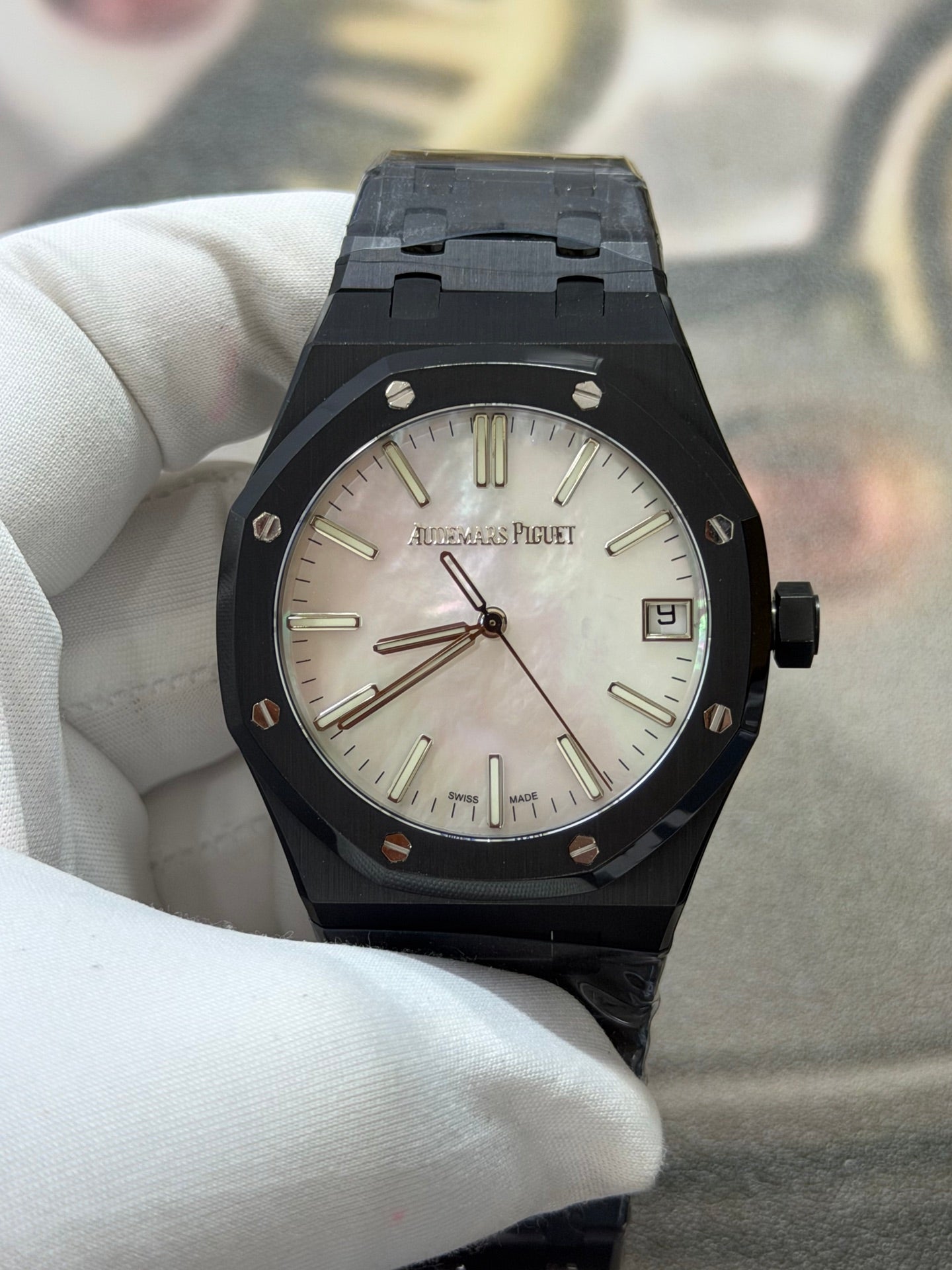 Audemars Piguet Royal Oak Black Ceramic Watch with Mother-of-Pearl Dial