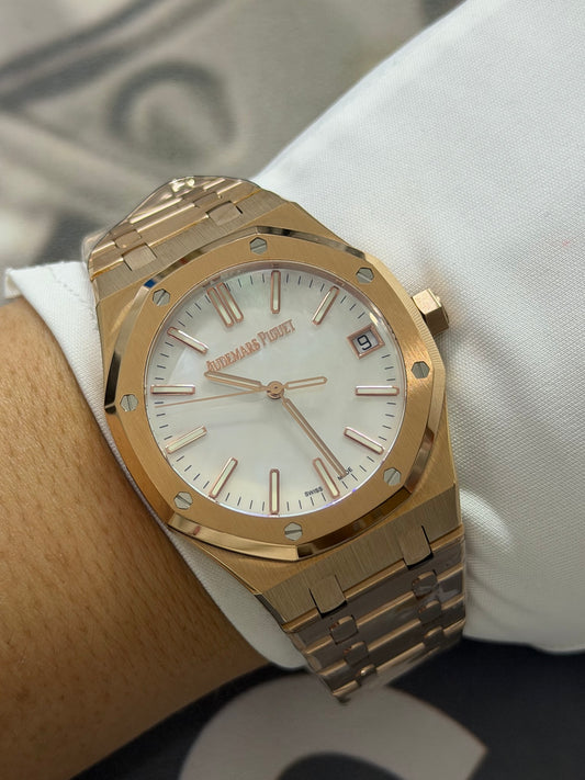 Audemars Piguet Royal Oak 18K Rose Gold Watch with Matching Bracelet