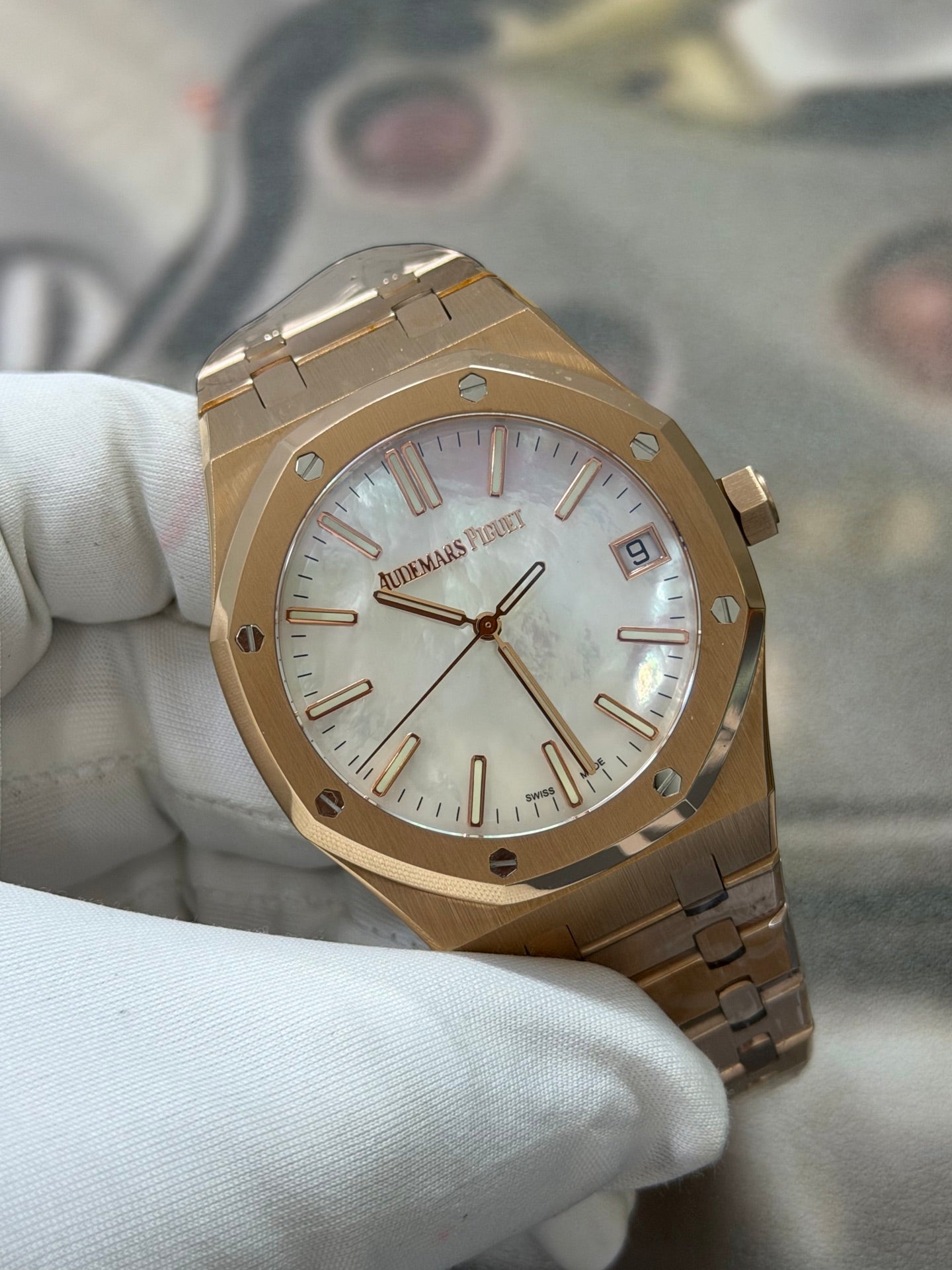 Audemars Piguet Royal Oak 18K Rose Gold Watch with Matching Bracelet